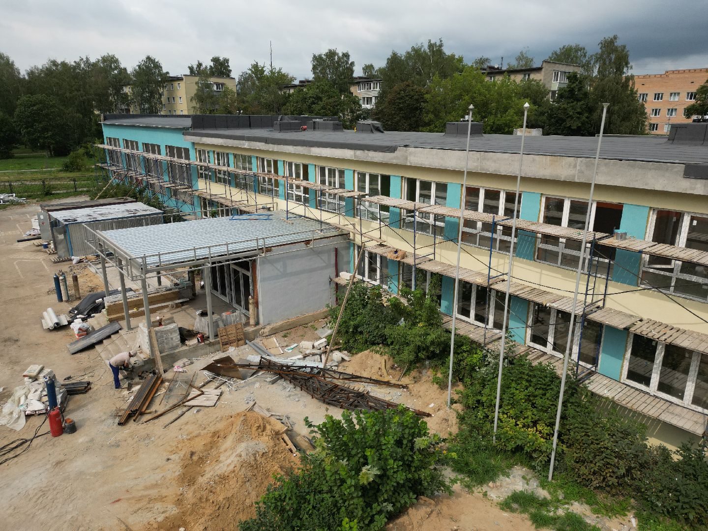 школа, строительство,видео с коптера,
