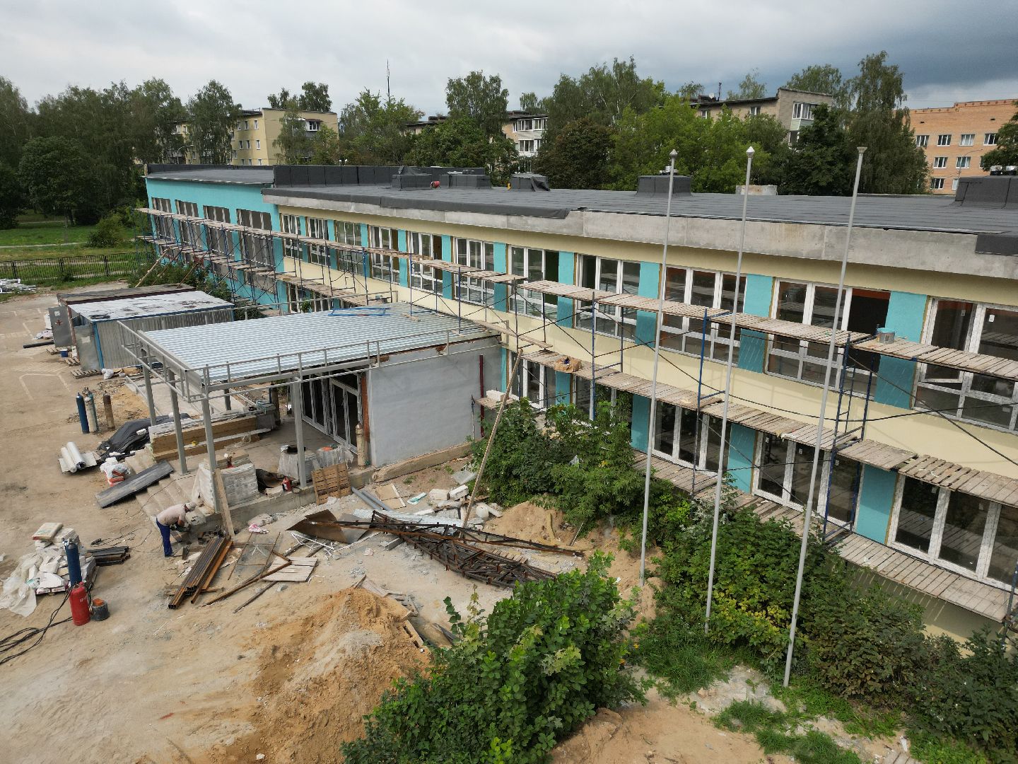 школа, строительство,видео с коптера,