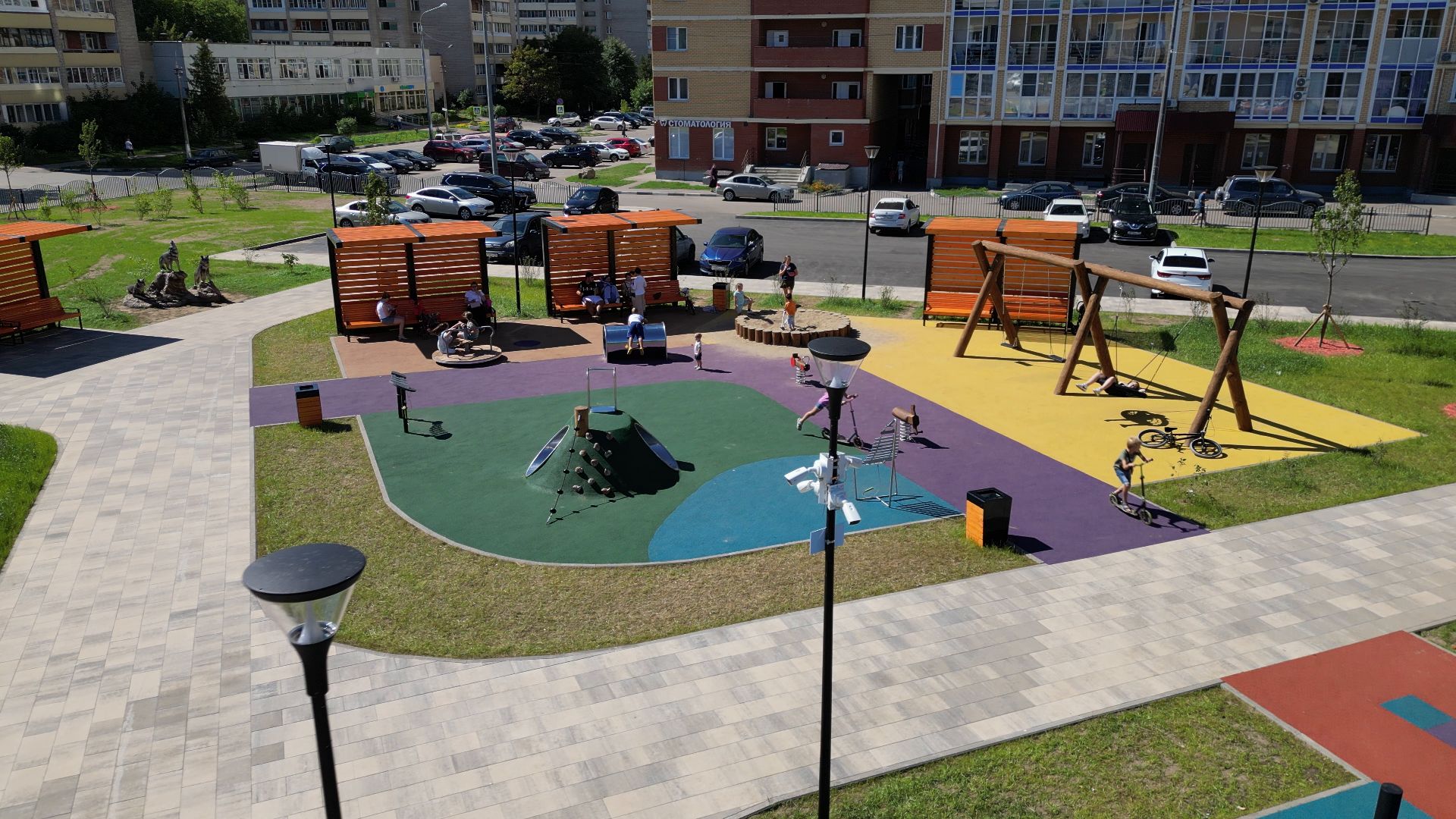 сквер, лыткарино,видео с коптера, дети,