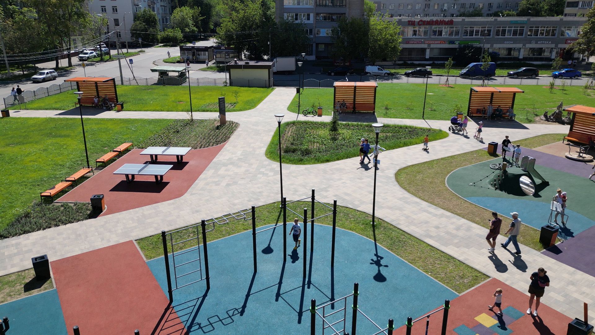 сквер, лыткарино,видео с коптера, дети,