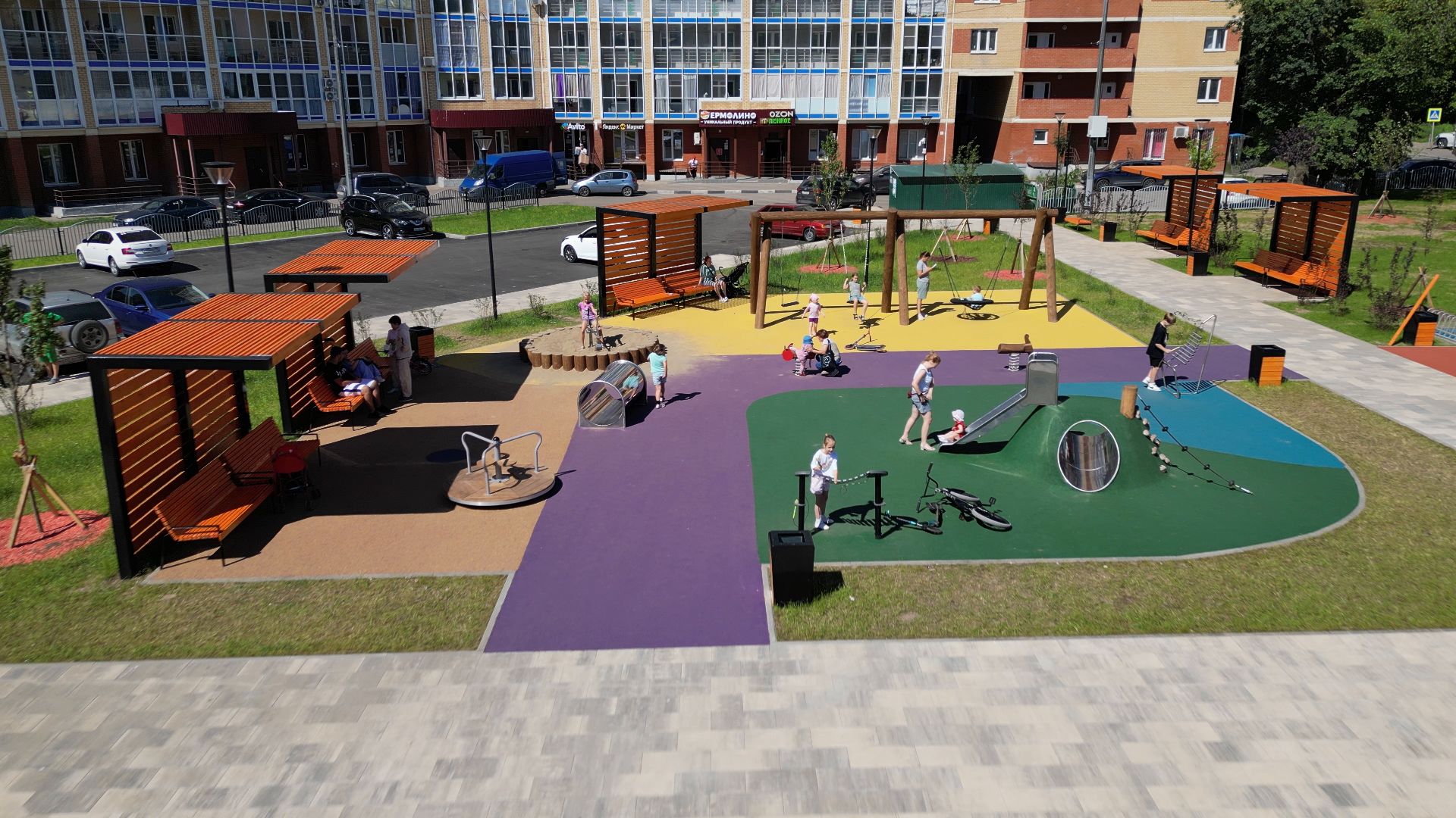 сквер, лыткарино,видео с коптера, дети,