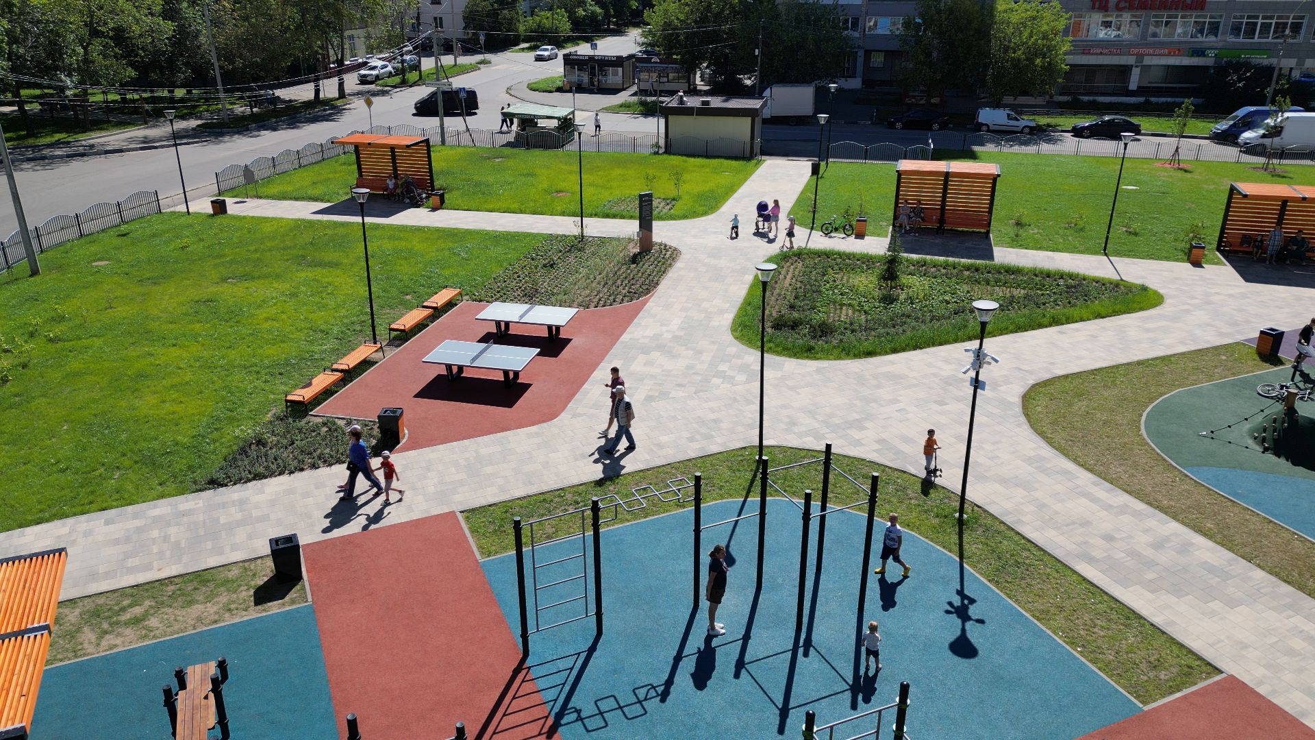 сквер, лыткарино,видео с коптера, дети,