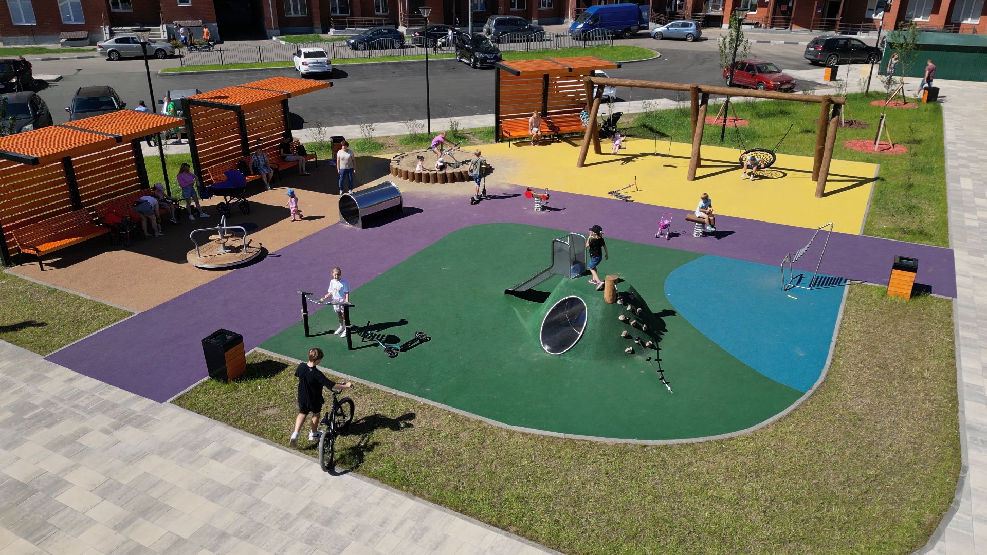 сквер, лыткарино,видео с коптера, дети,