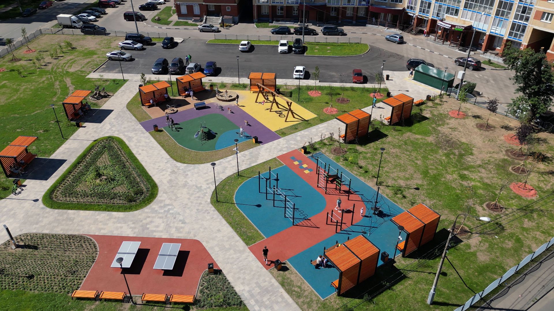 сквер, лыткарино,видео с коптера, дети,