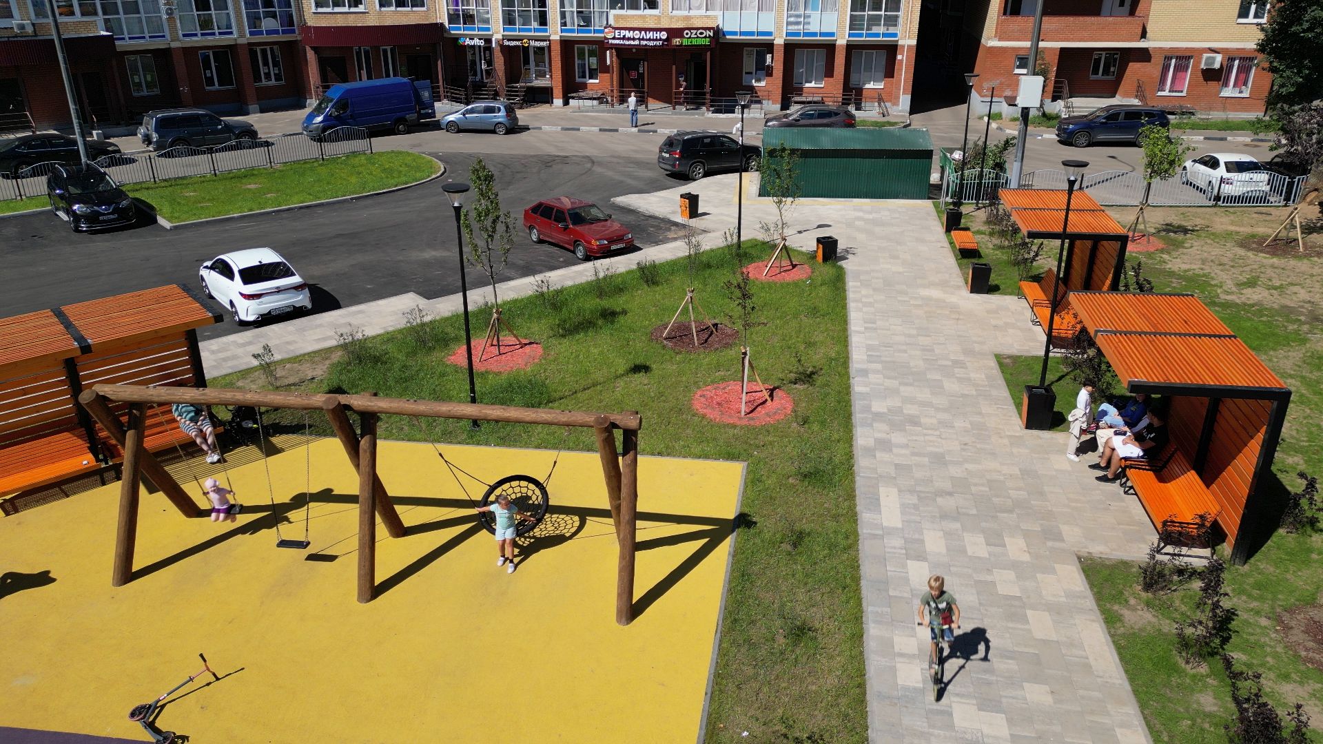 сквер, лыткарино,видео с коптера, дети,