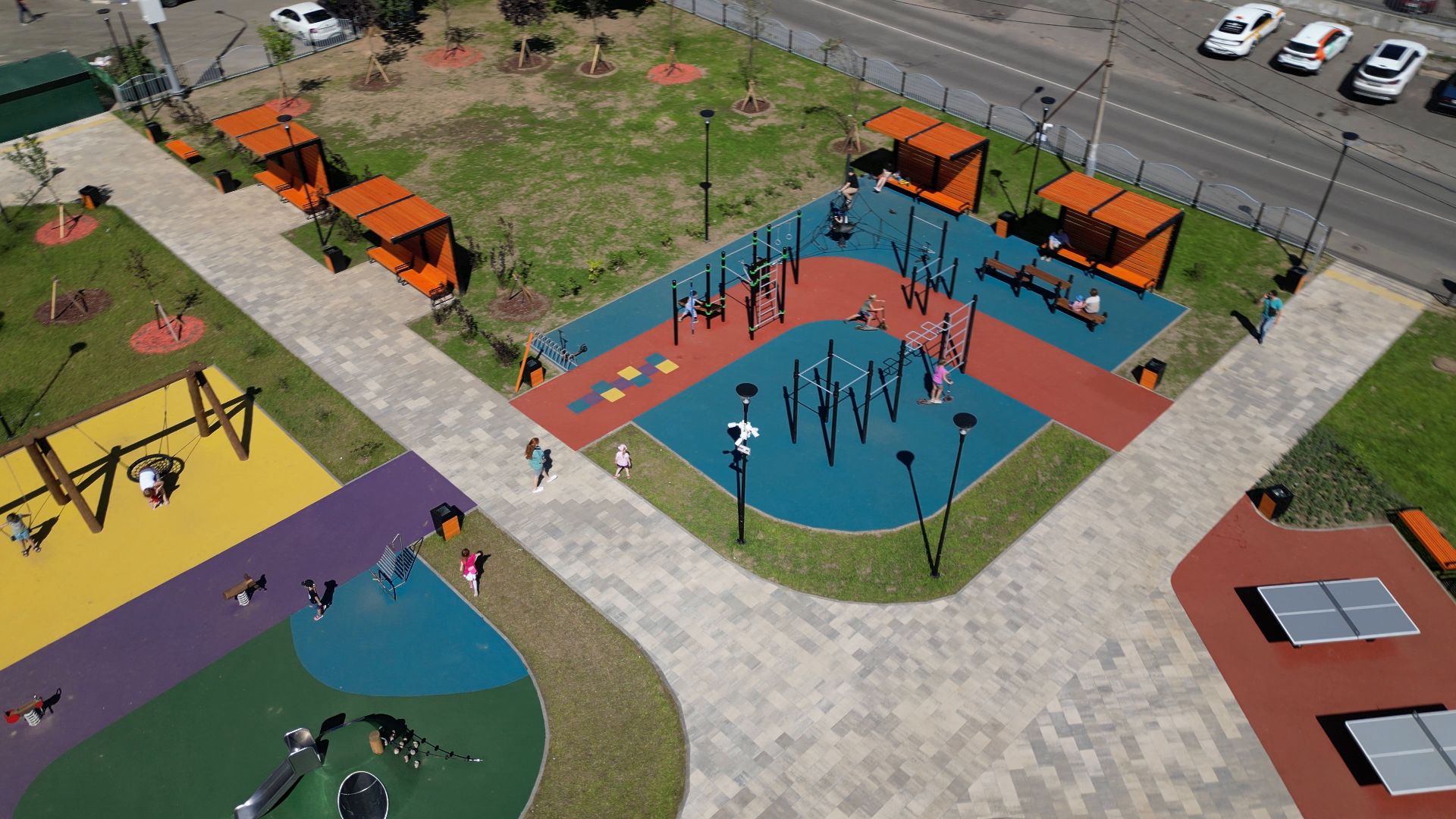 сквер, лыткарино,видео с коптера, дети,