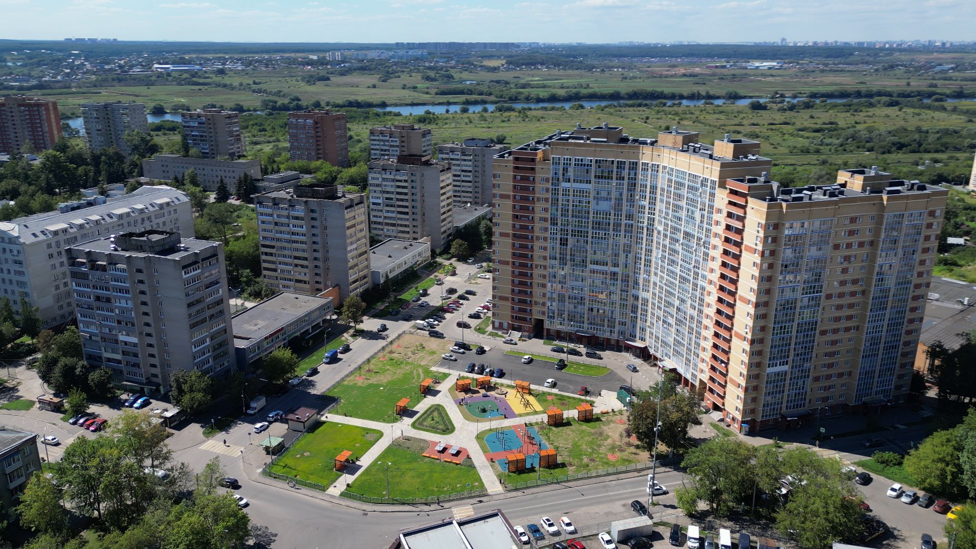 сквер, лыткарино,видео с коптера, дети,