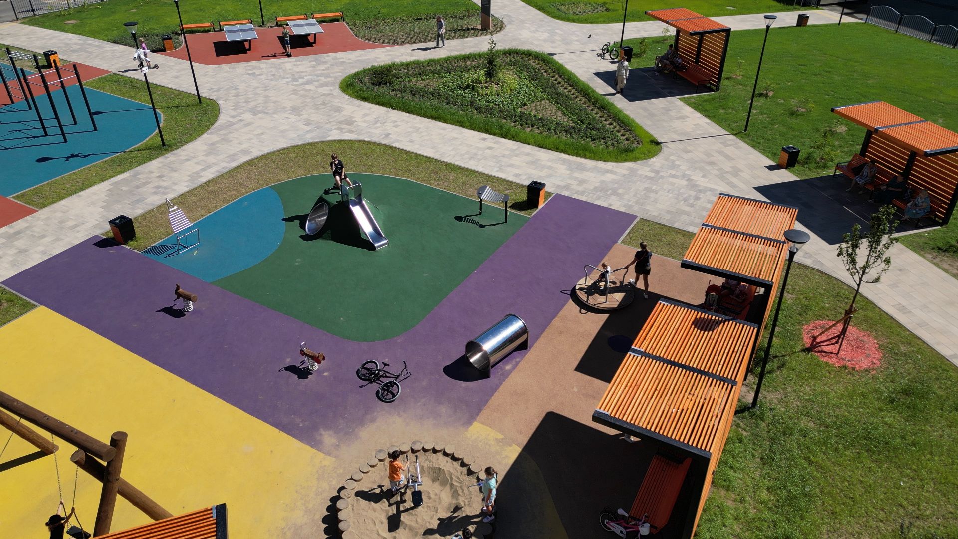 сквер, лыткарино,видео с коптера, дети,