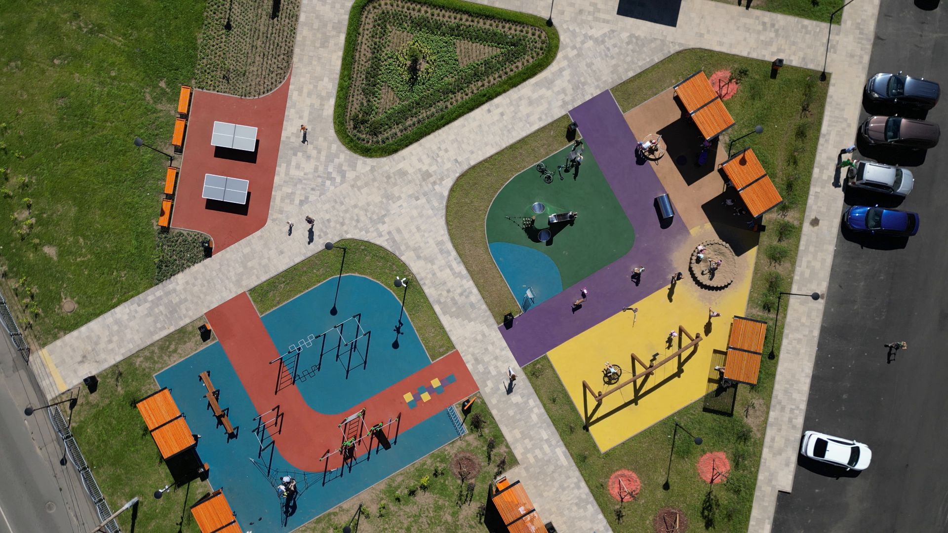 сквер, лыткарино,видео с коптера, дети,