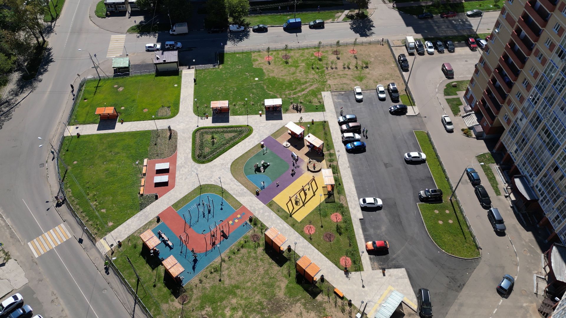 сквер, лыткарино,видео с коптера, дети,