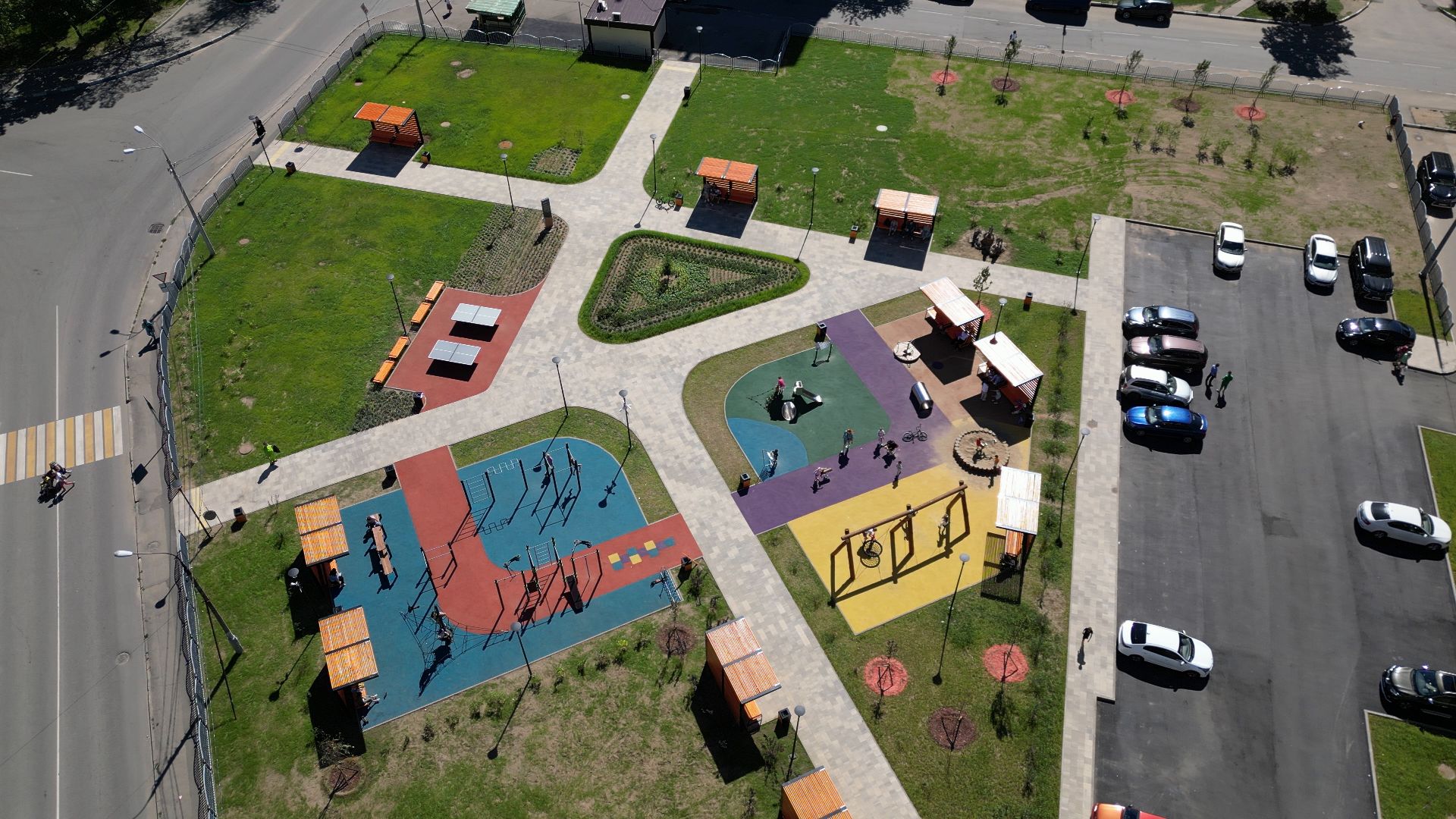 сквер, лыткарино,видео с коптера, дети,