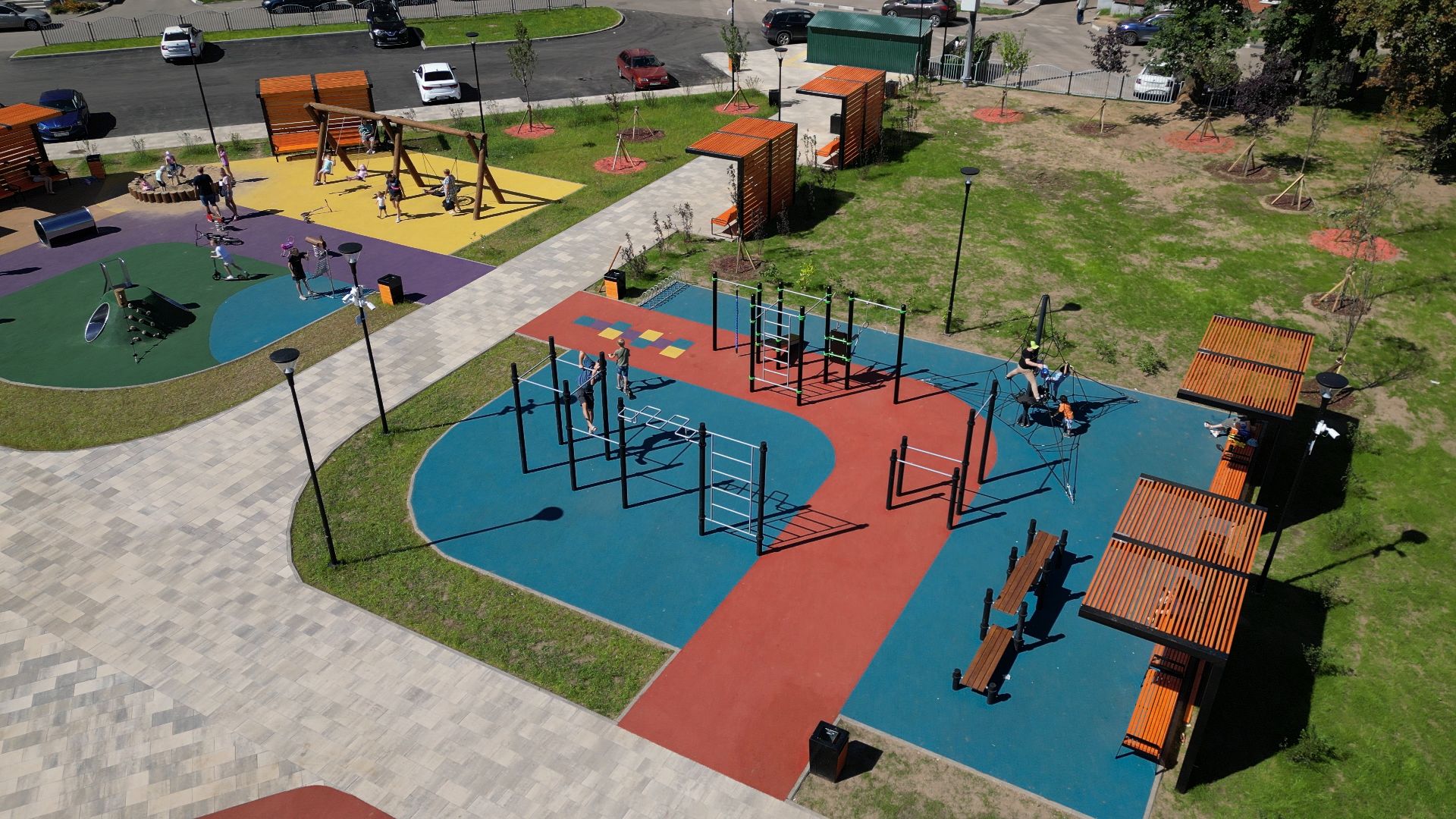 сквер, лыткарино,видео с коптера, дети,