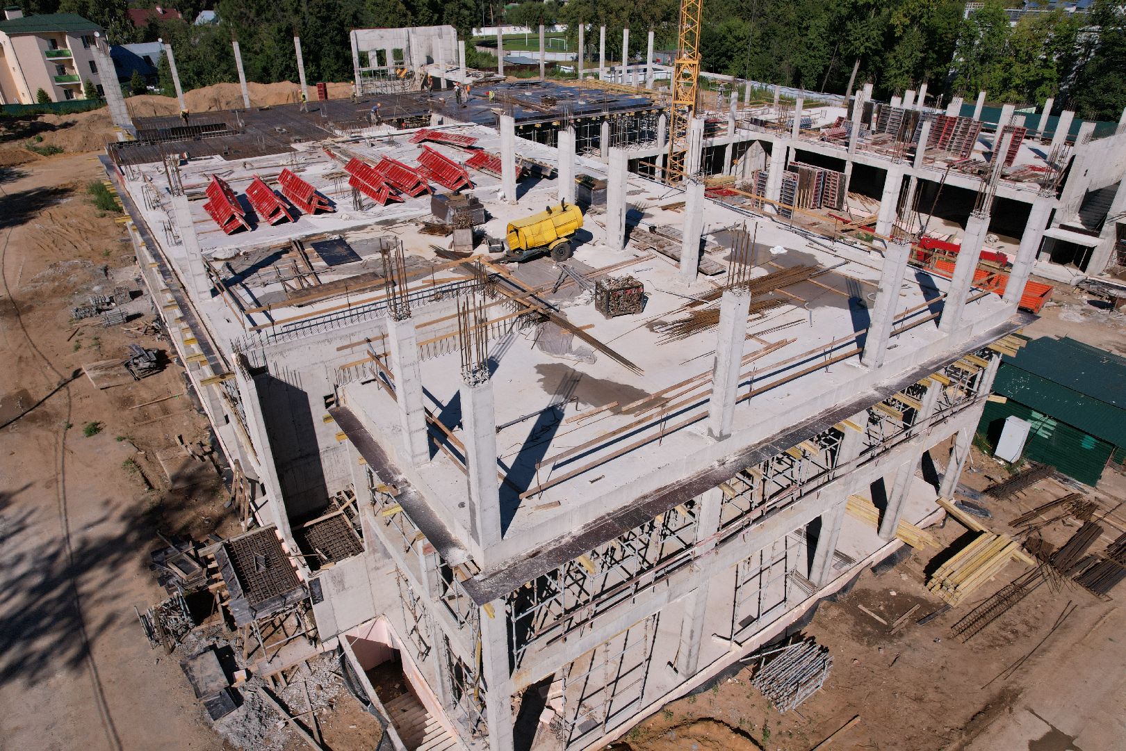 школа, строительство,королёв, видео с коптера,