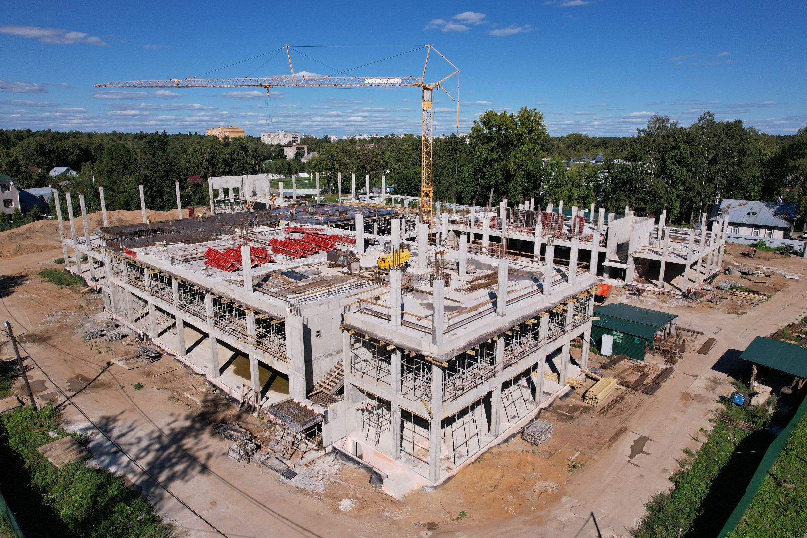 школа, строительство,королёв, видео с коптера,