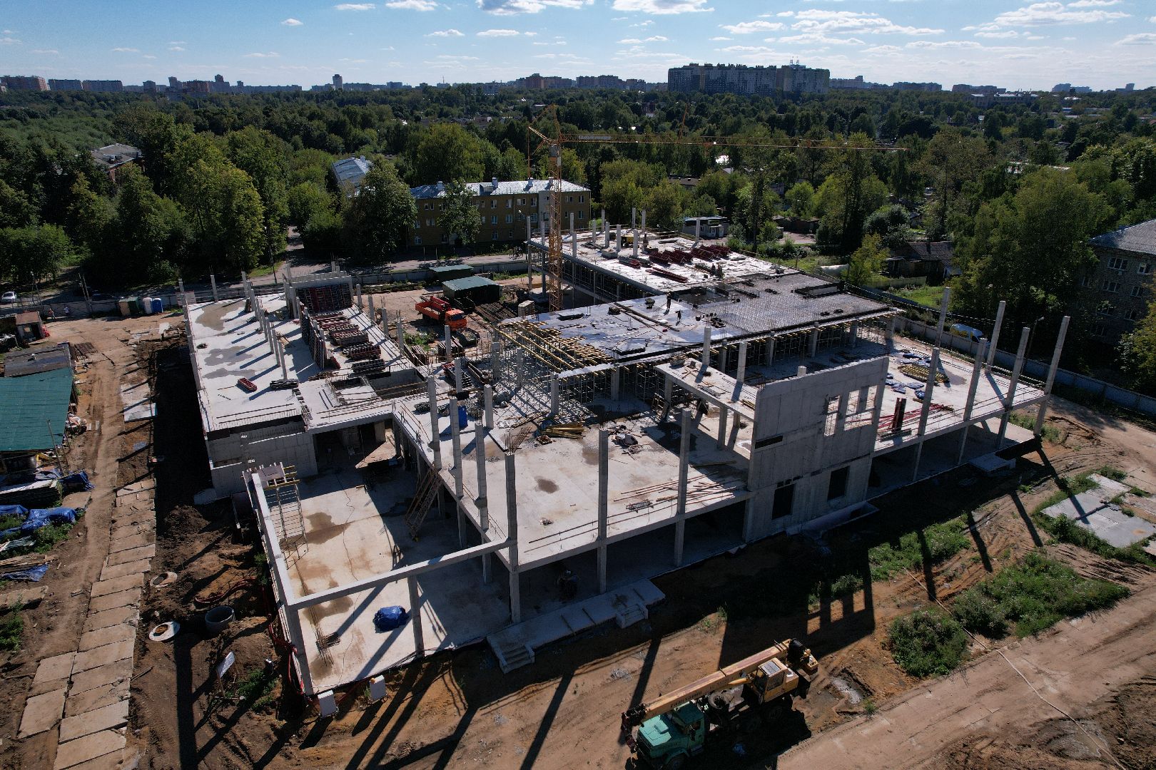 школа, строительство,королёв, видео с коптера,