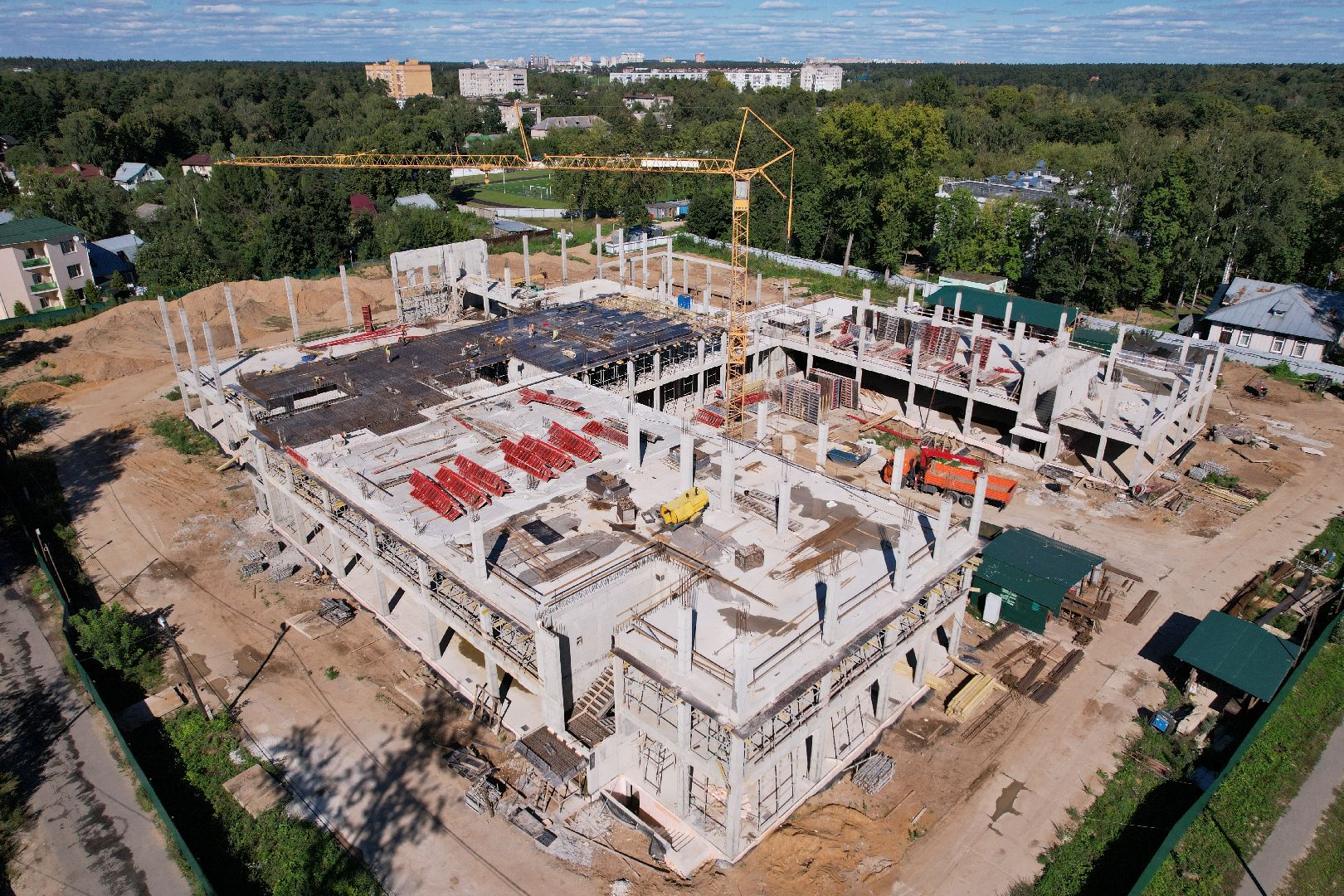 школа, строительство,королёв, видео с коптера,