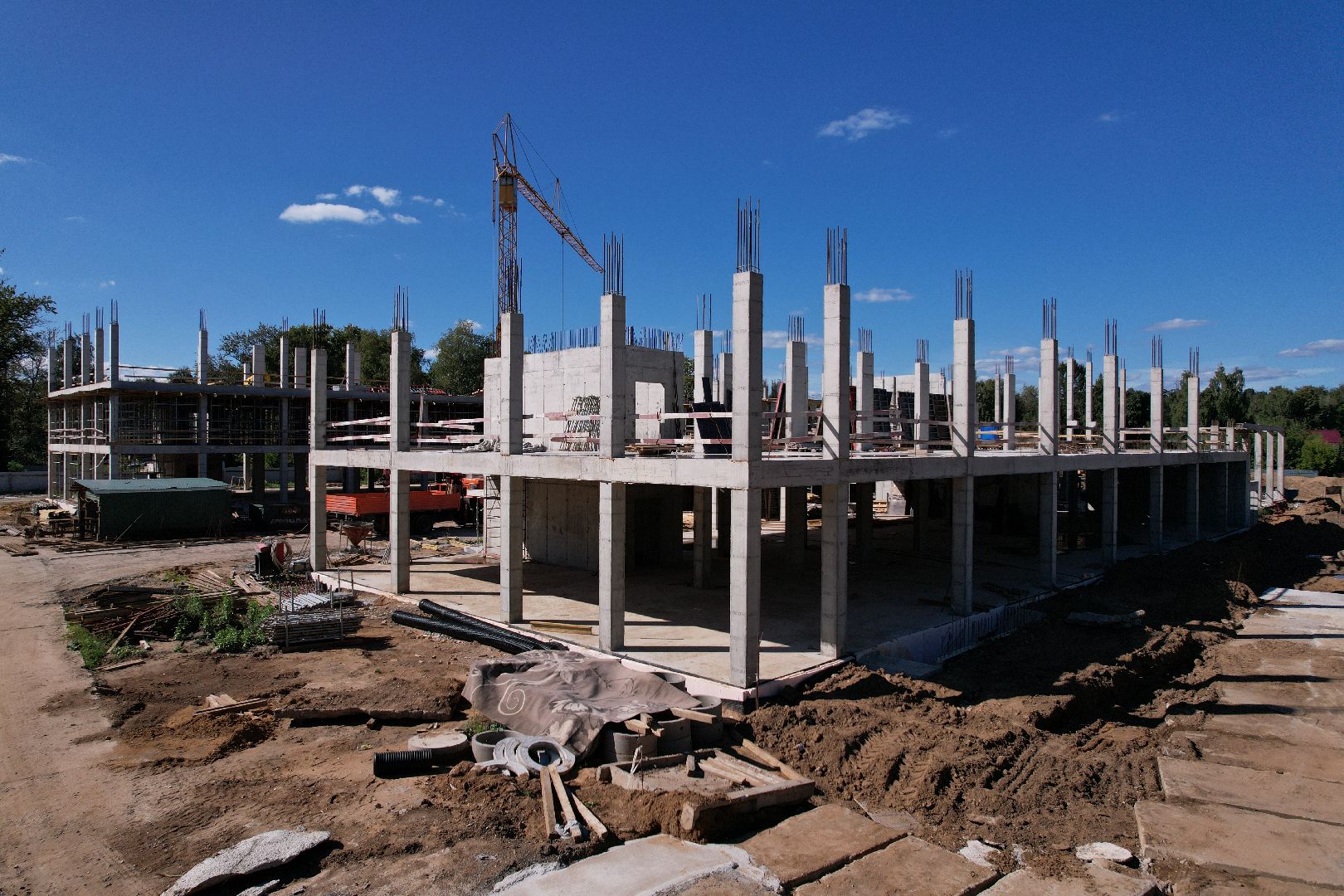 школа, строительство,королёв, видео с коптера,