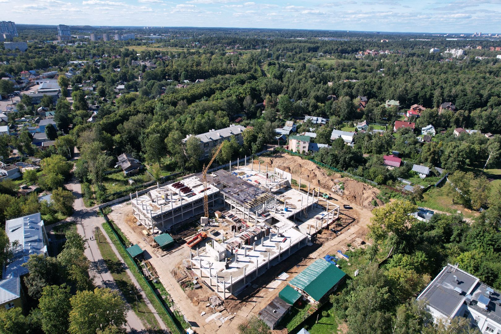 школа, строительство,королёв, видео с коптера,