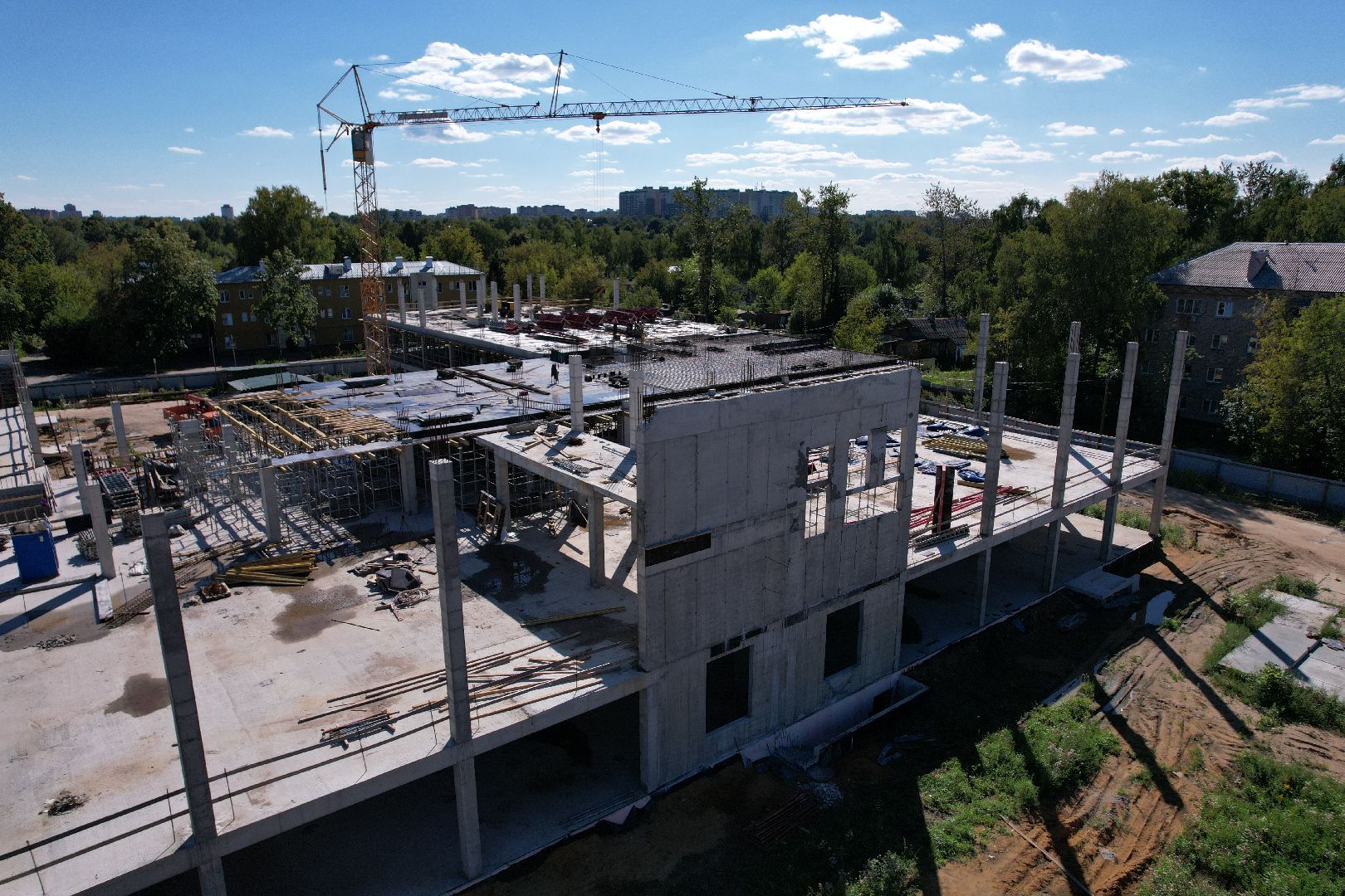 школа, строительство,королёв, видео с коптера,