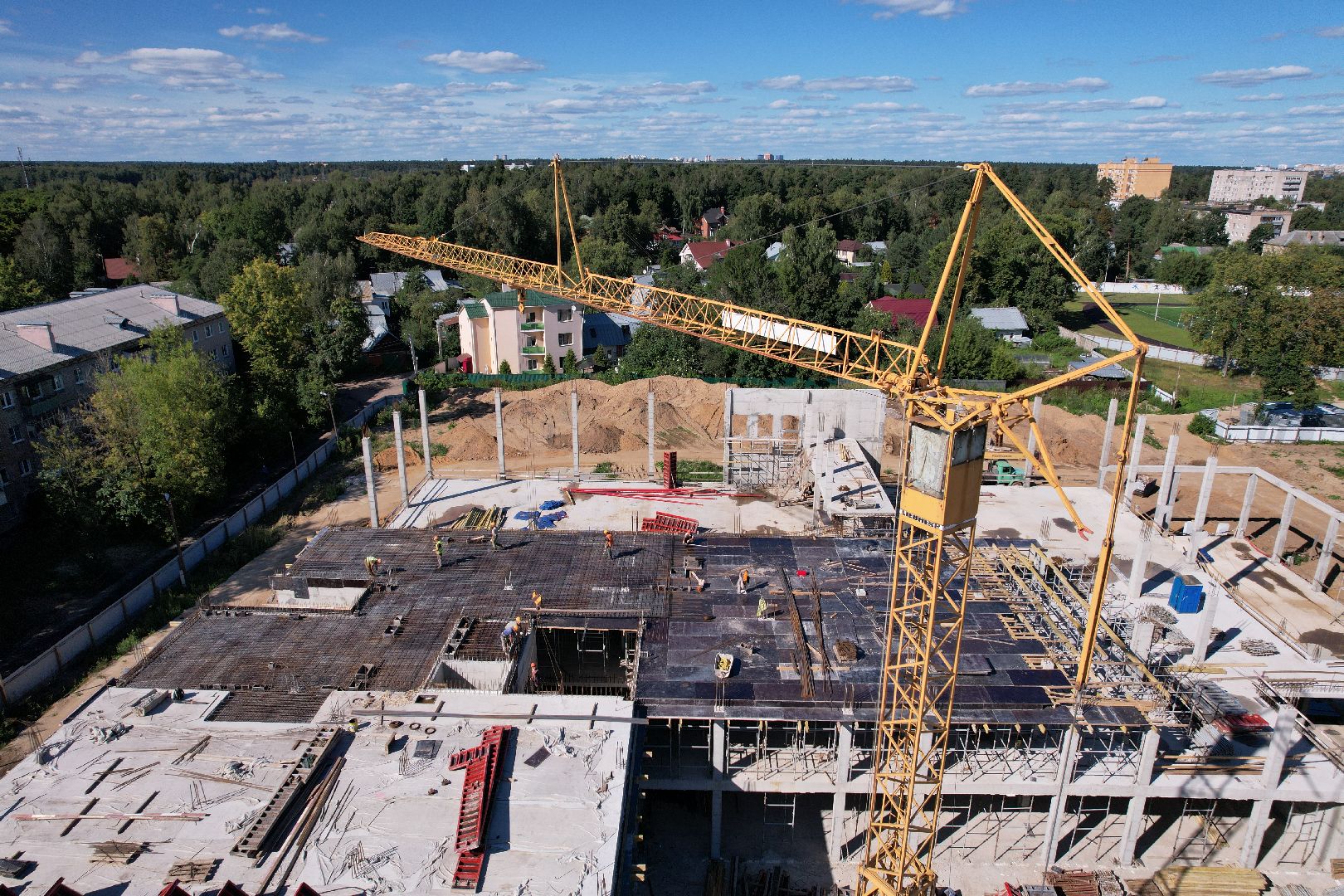 школа, строительство,королёв, видео с коптера,