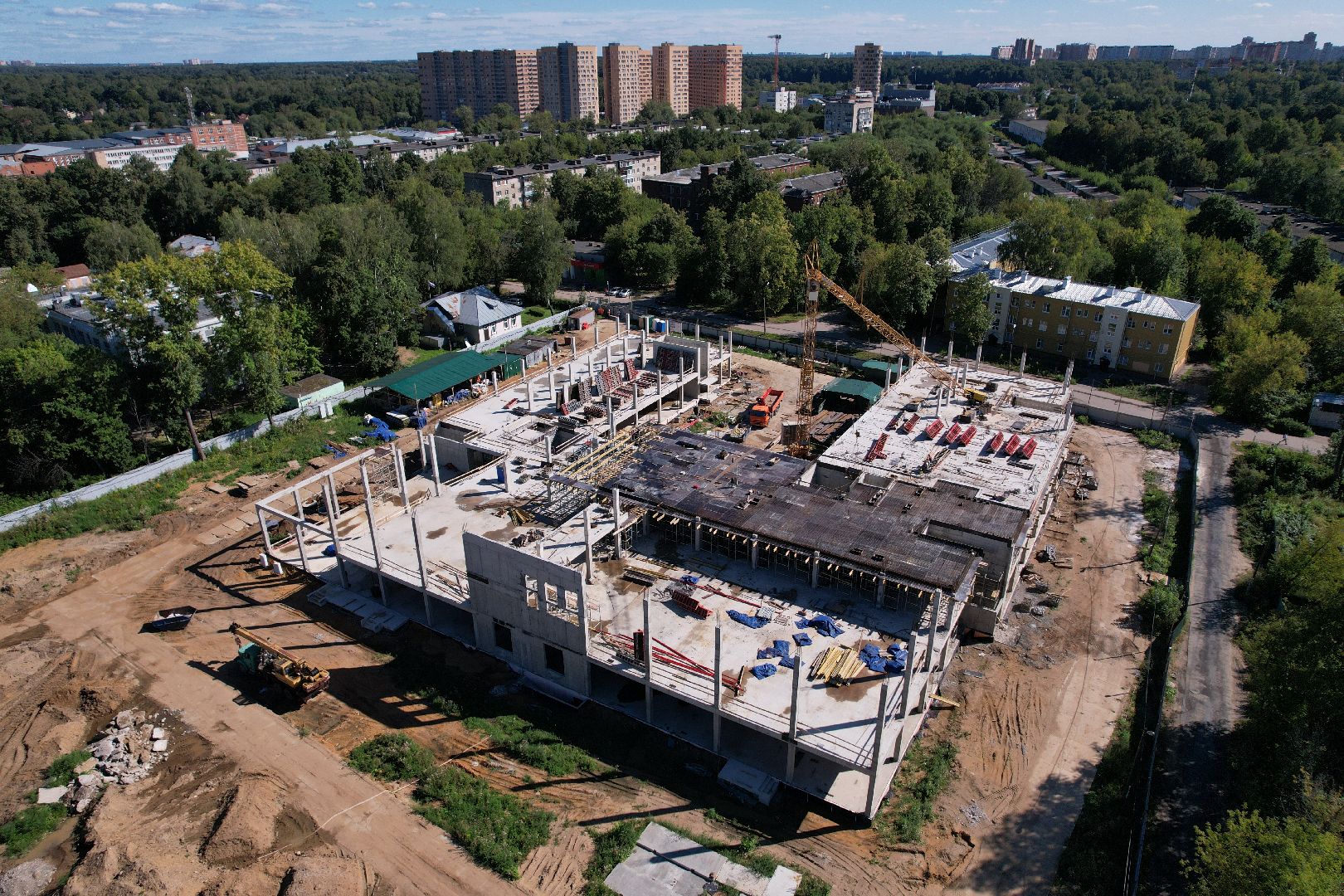 школа, строительство,королёв, видео с коптера,