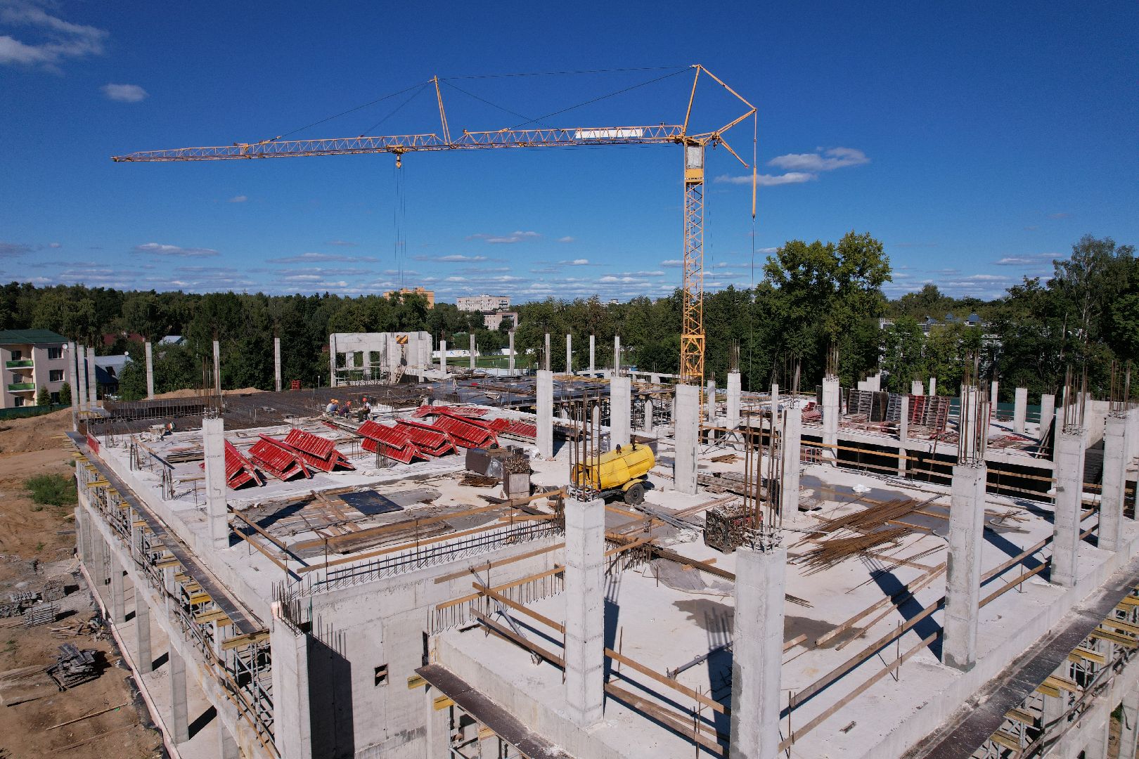 школа, строительство,королёв, видео с коптера,