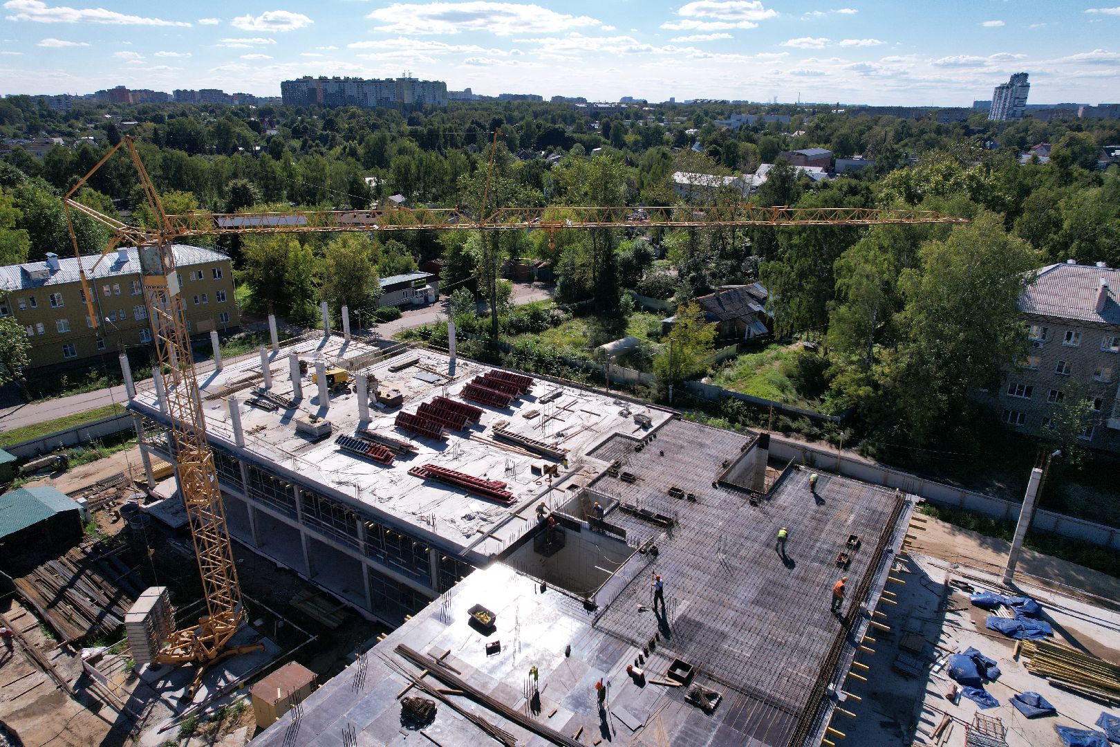 школа, строительство,королёв, видео с коптера,