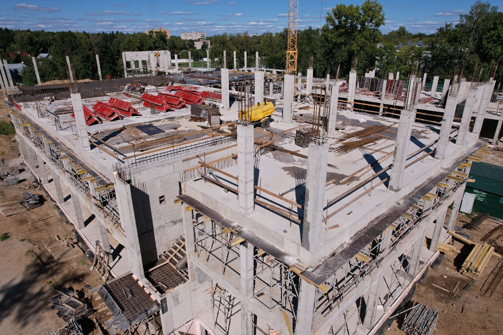 школа, строительство,королёв, видео с коптера,