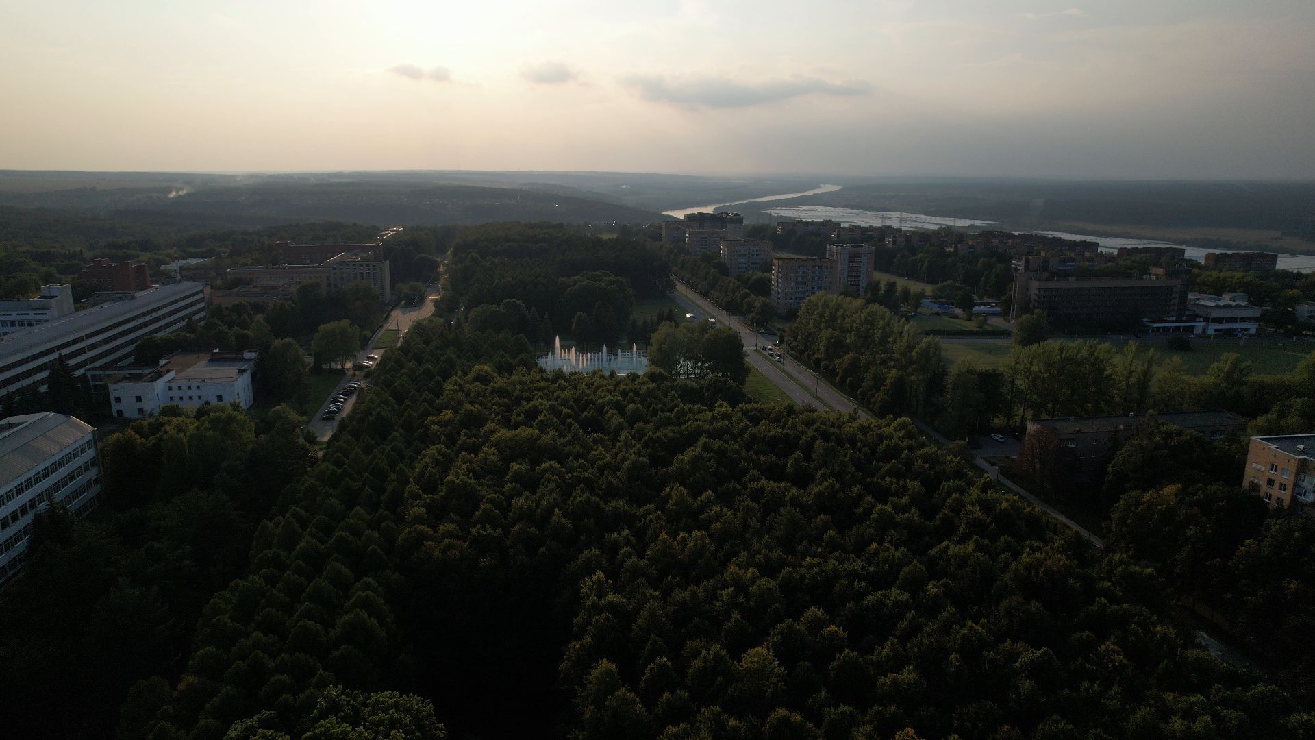 фонтан, пущино,туризм, видео с коптера,