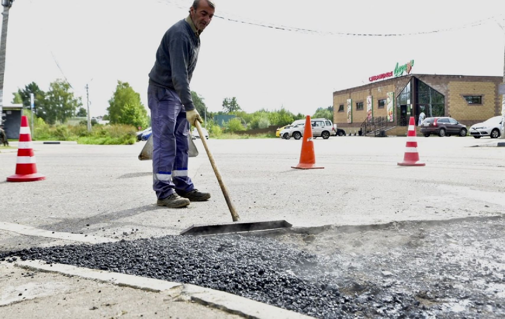 Солнечногорск, дороги, ремонт, рабочие, Лопотово
