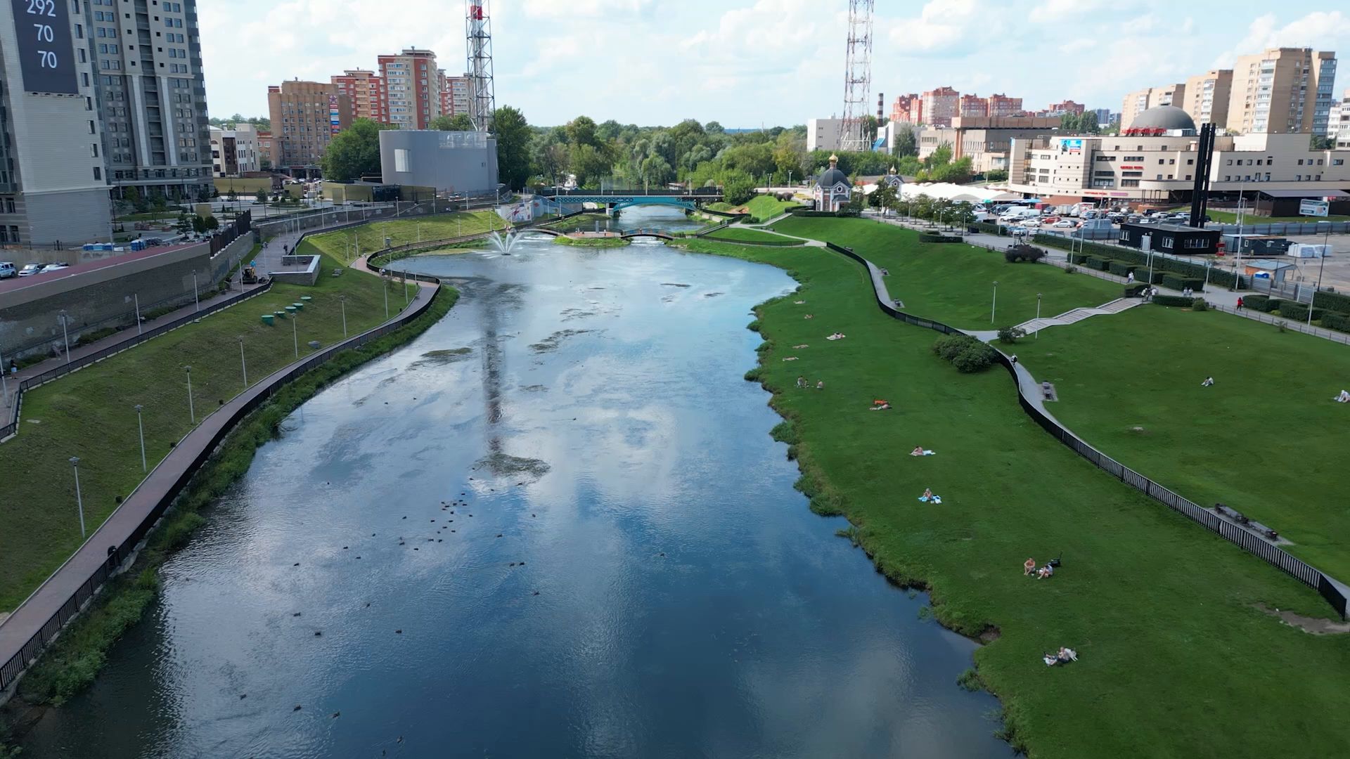 набережная, парк, прогулка,щёлково, видео с коптера,
