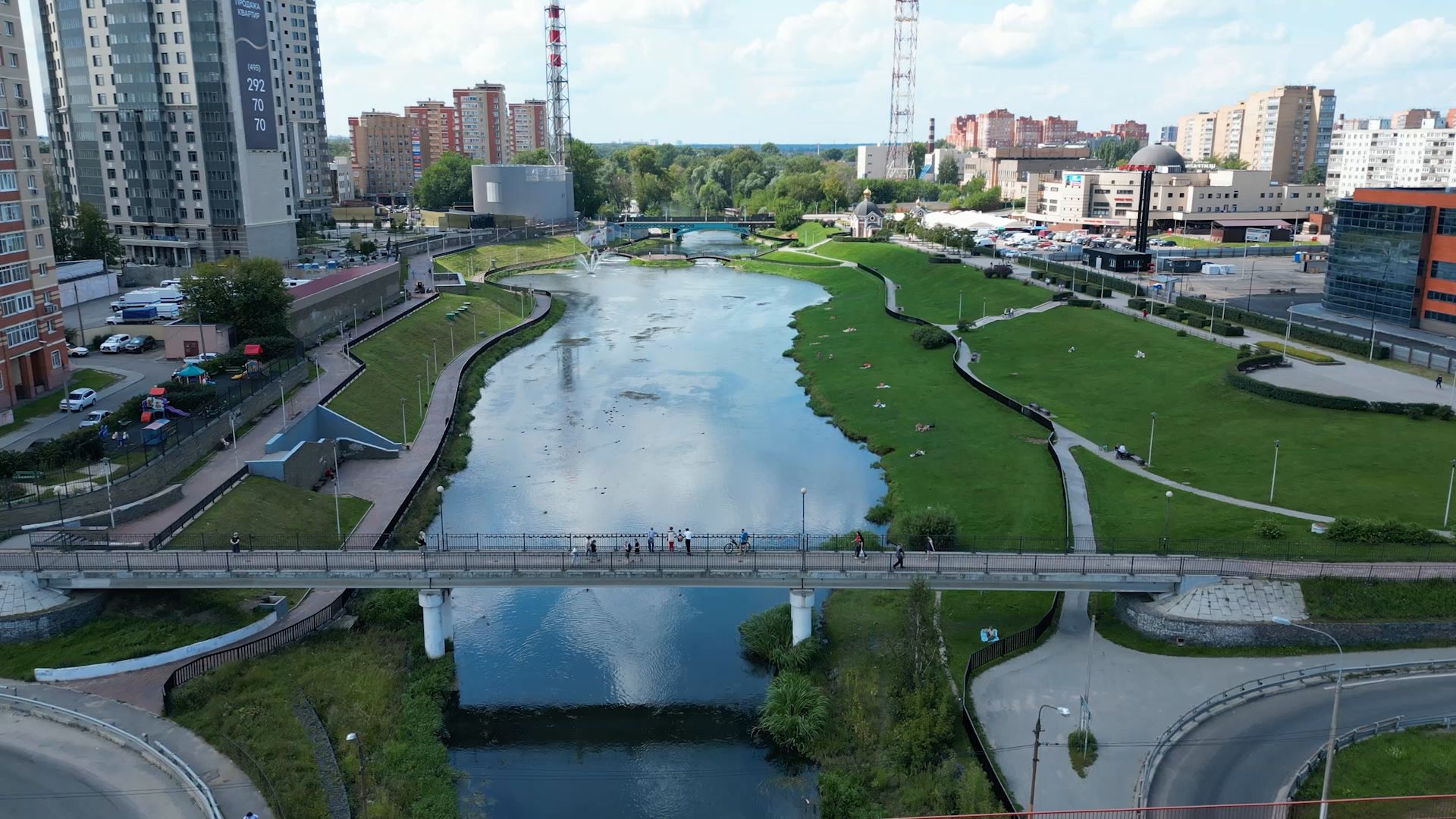 набережная, парк, прогулка,щёлково, видео с коптера,