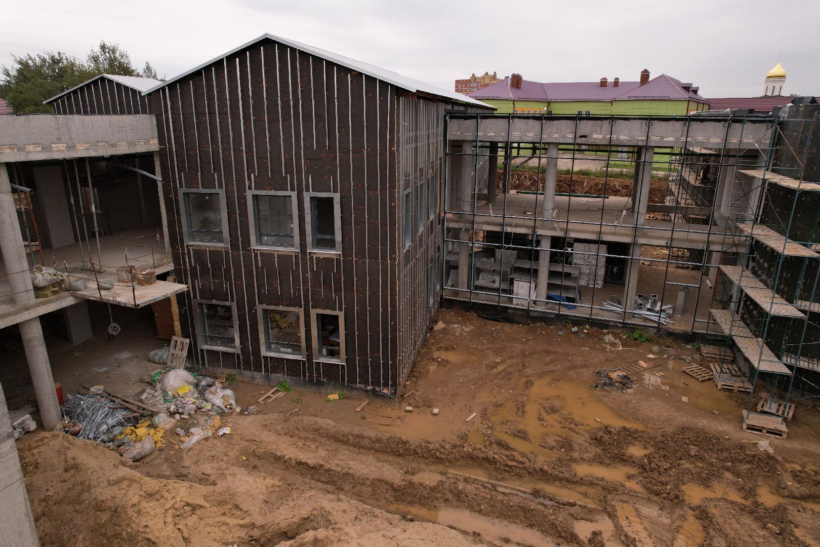 центр, глухие,строительство, видео с коптера,