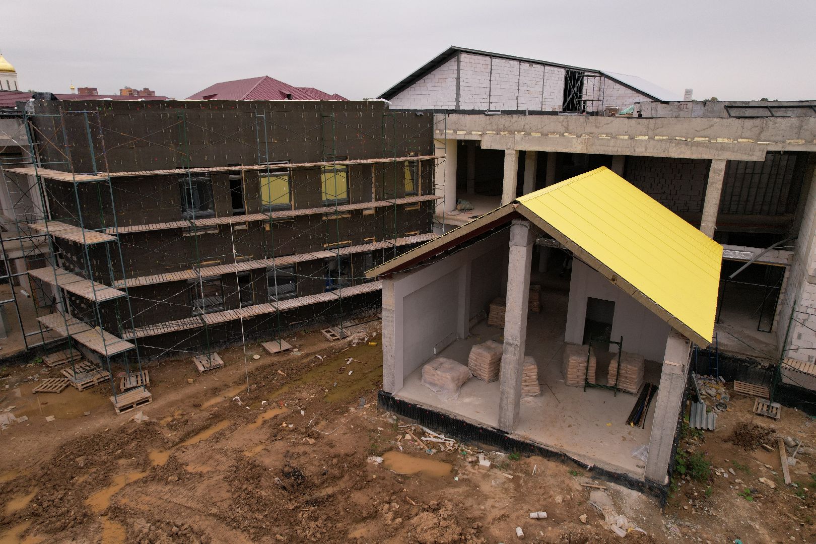 центр, глухие,строительство, видео с коптера,