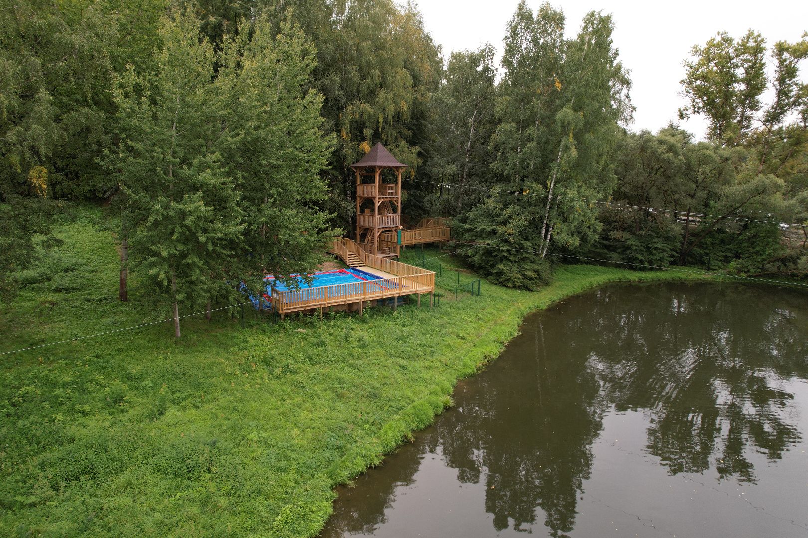 парк, пруды,сергиев посад, видео с коптера,