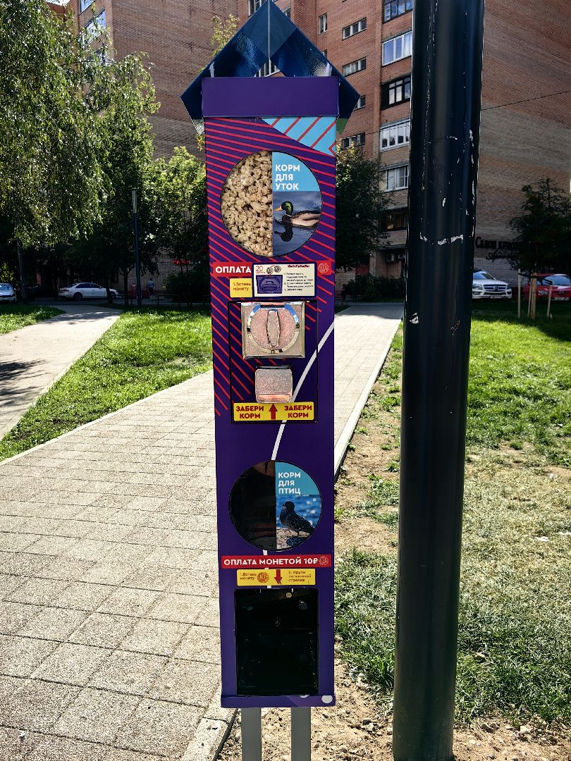 Автомат, корм, утка, птицы, сквер