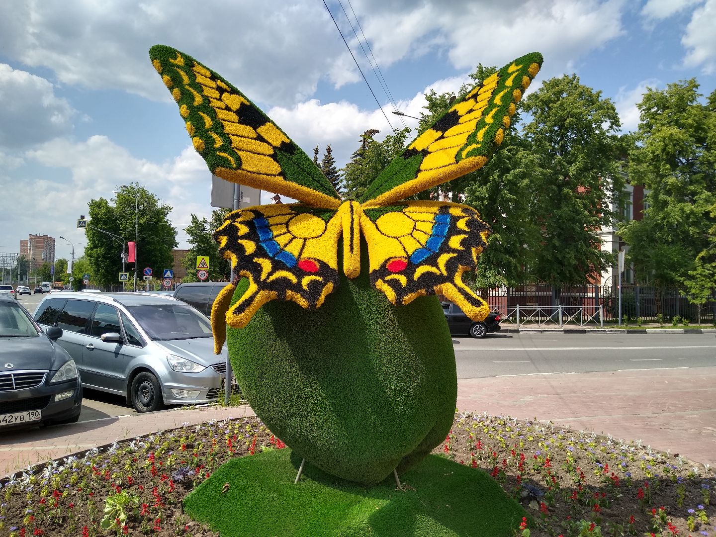 Раменское, благоустройство, топиарные бабочки в Раменском
