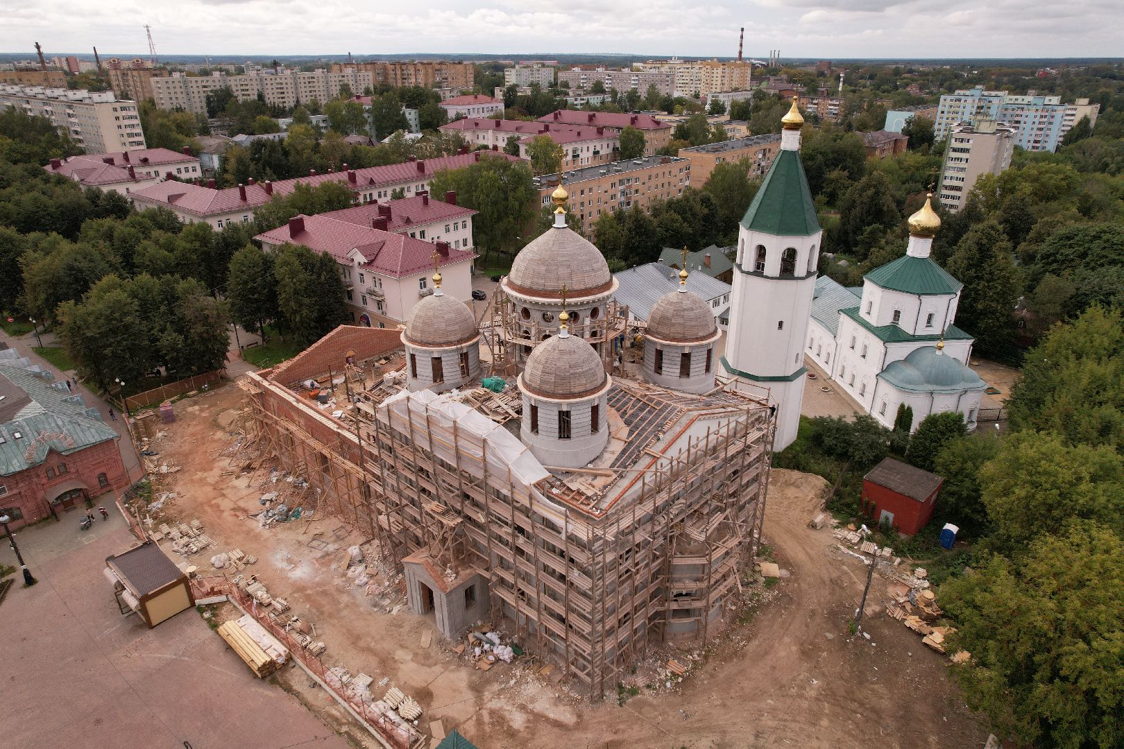 туризм, клин,церковь, видео с коптера,