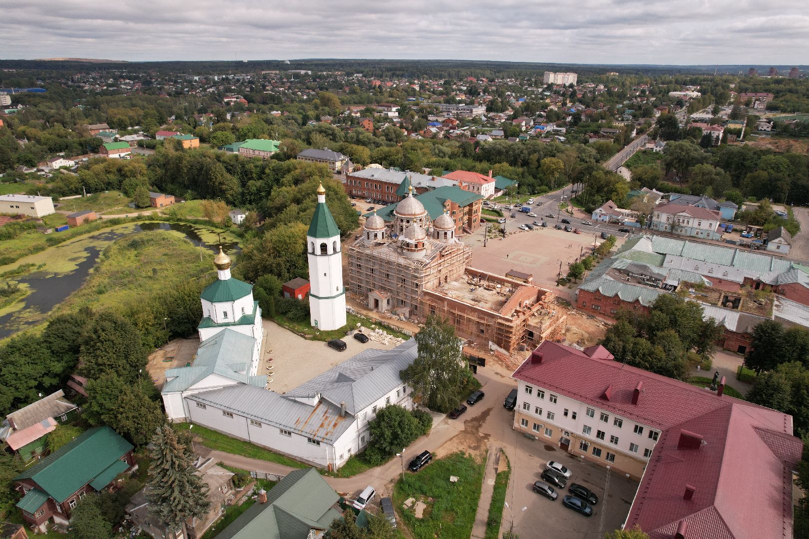 туризм, клин,церковь, видео с коптера,