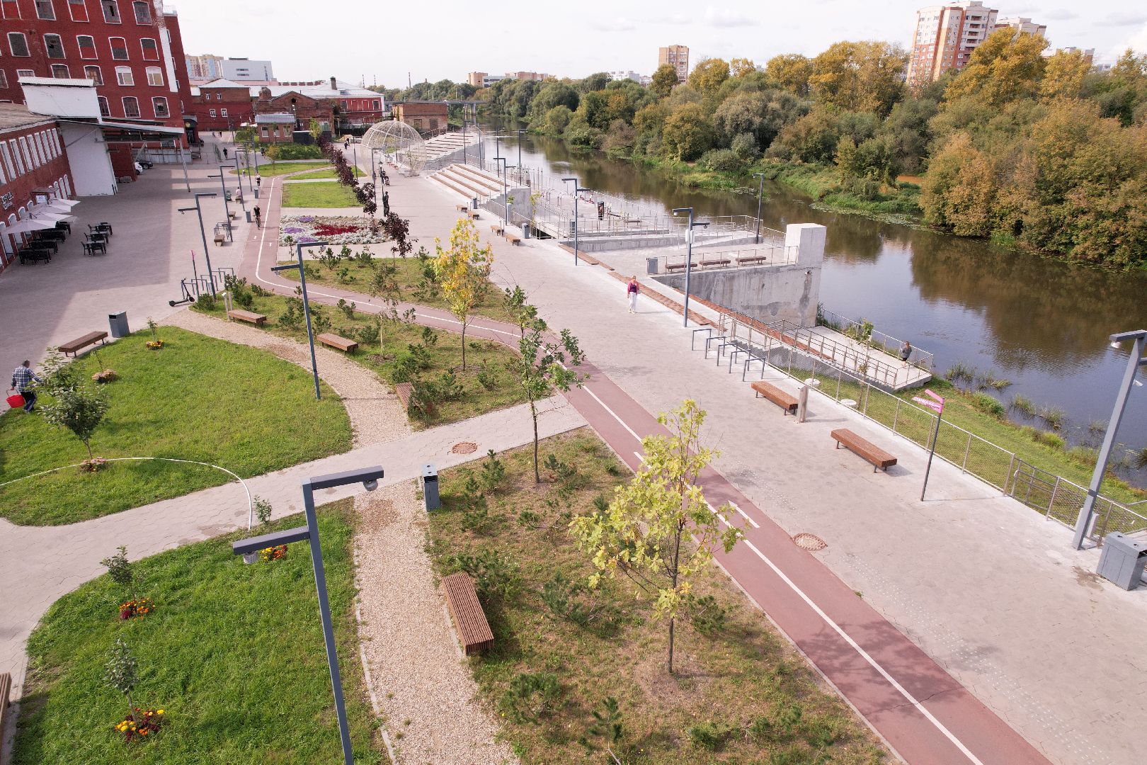 орехово-зуево, благоустройство, набережная,видео с коптера,