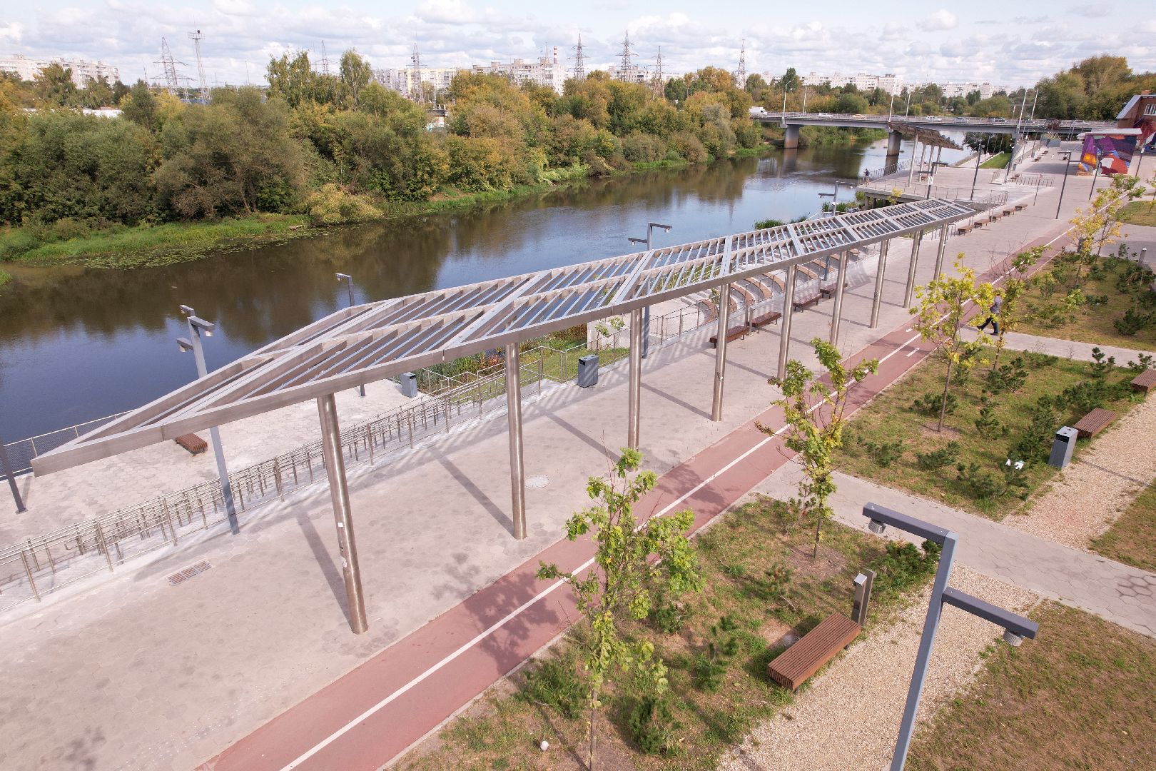 орехово-зуево, благоустройство, набережная,видео с коптера,