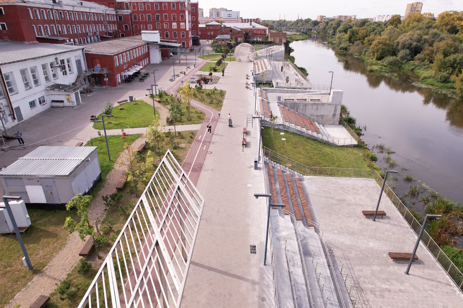 орехово-зуево, благоустройство, набережная,видео с коптера,