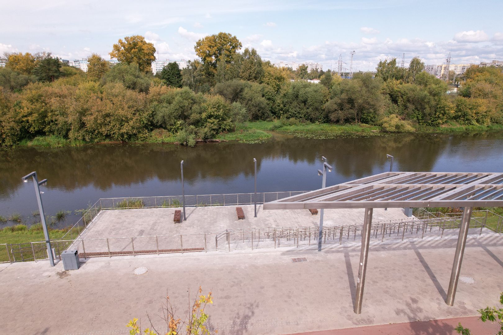 орехово-зуево, благоустройство, набережная,видео с коптера,