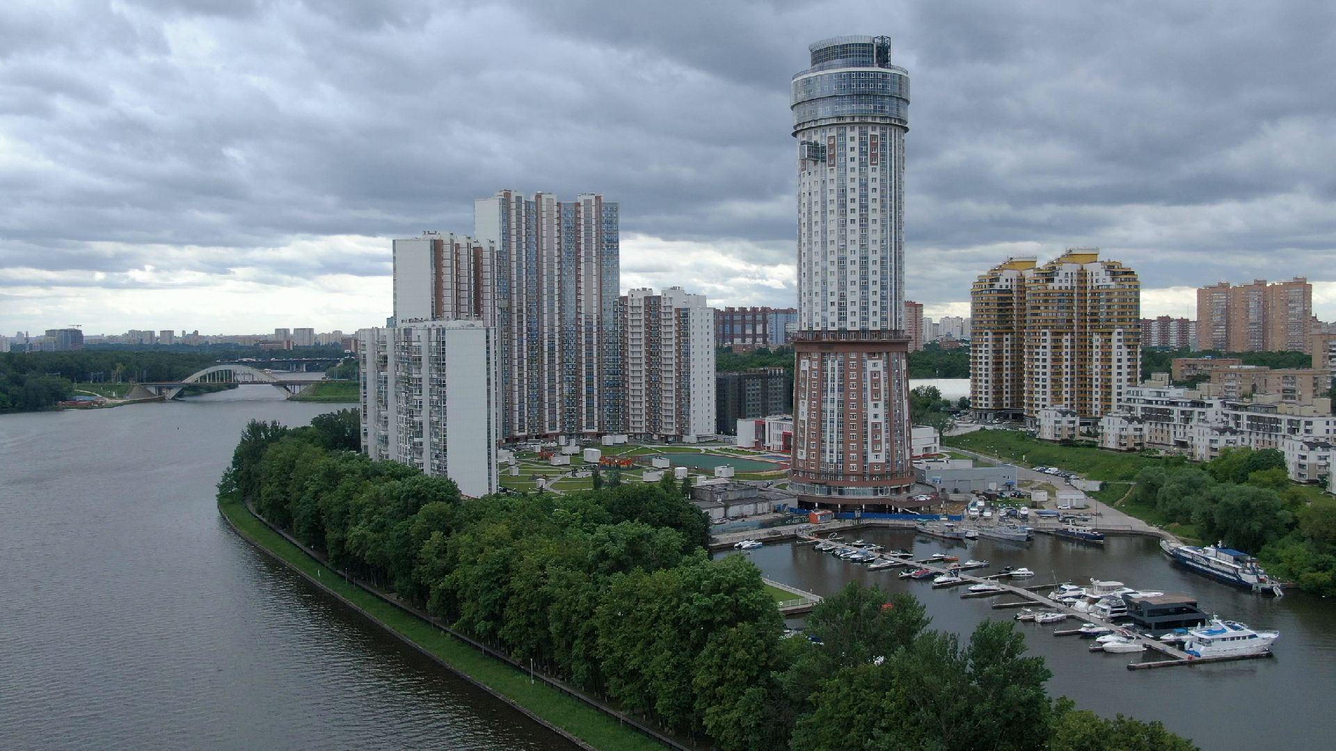 Химки, строительство, яхты,видео с коптера,