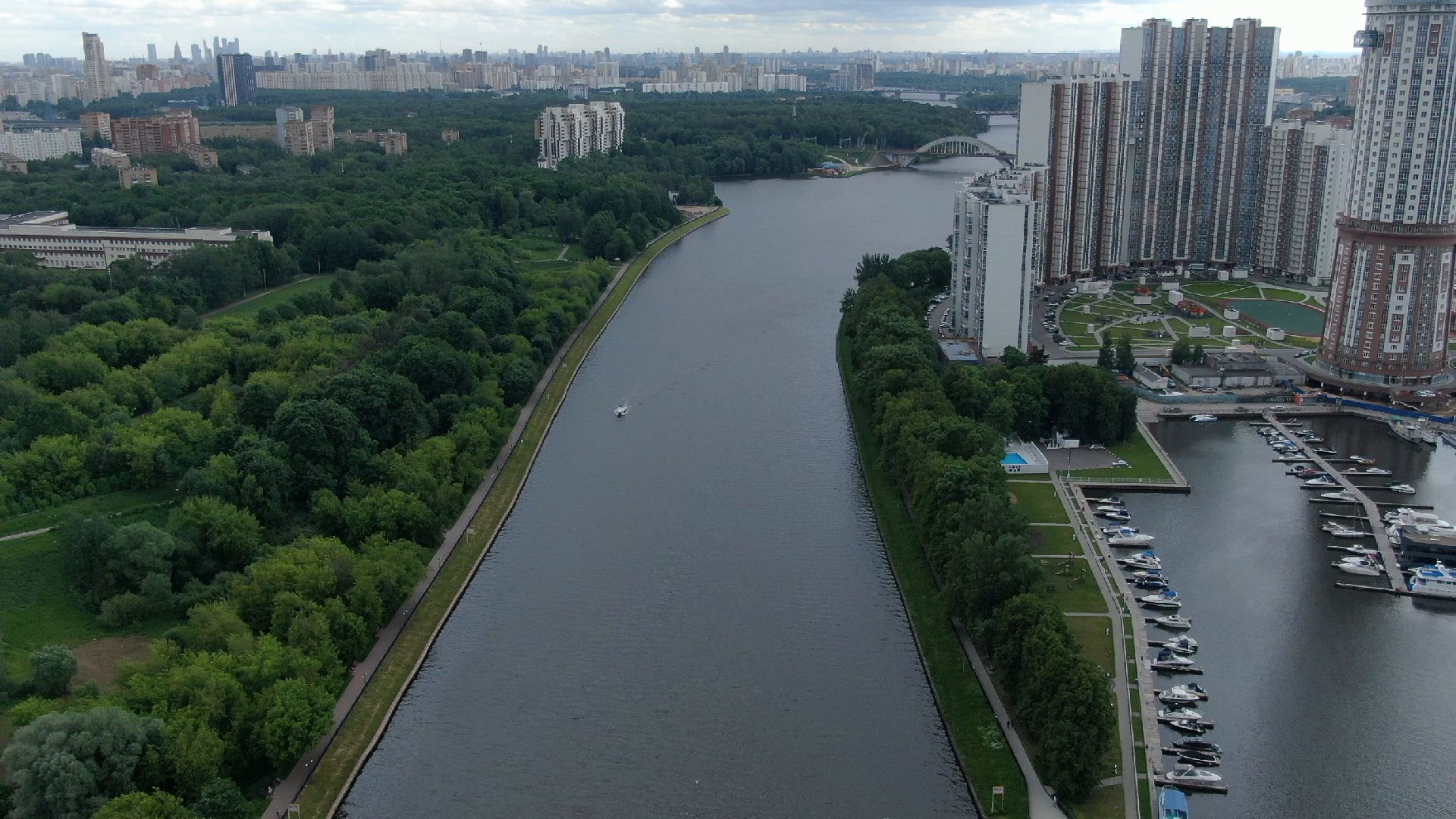 Химки, строительство, яхты,видео с коптера,