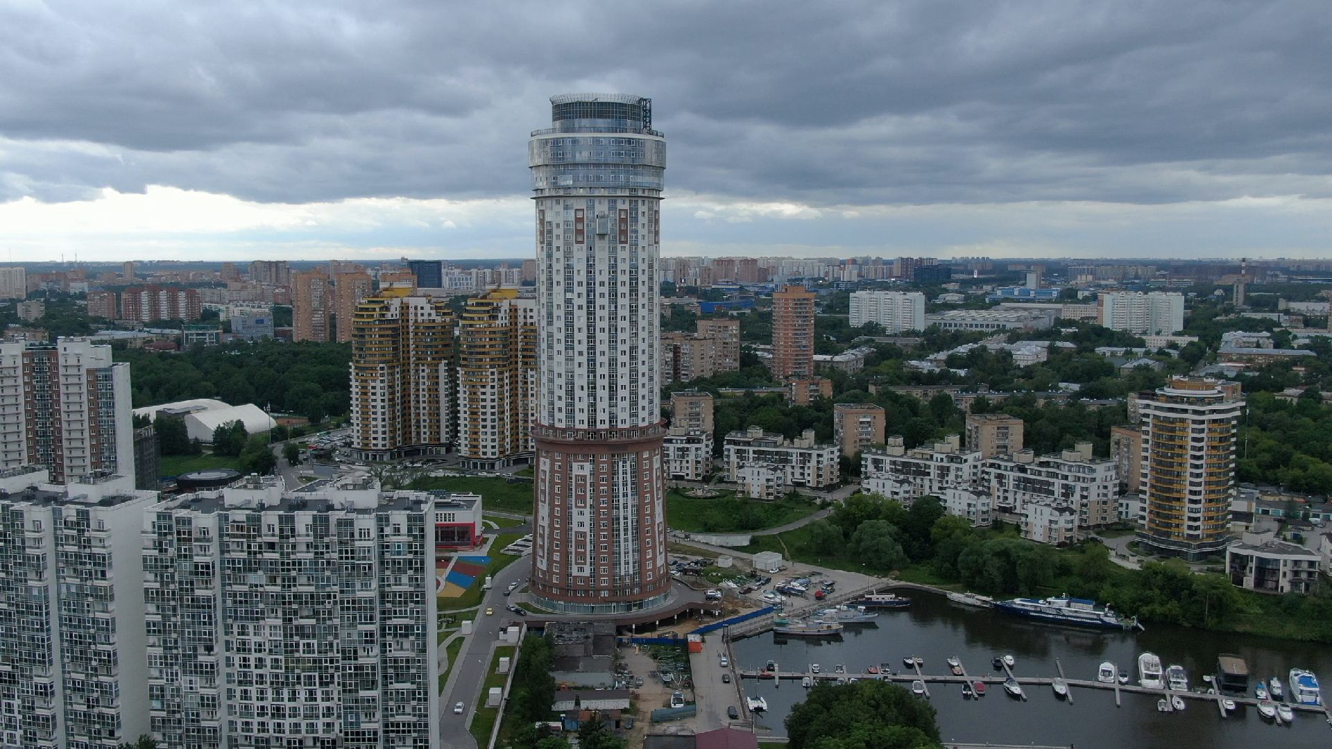 Химки, строительство, яхты,видео с коптера,