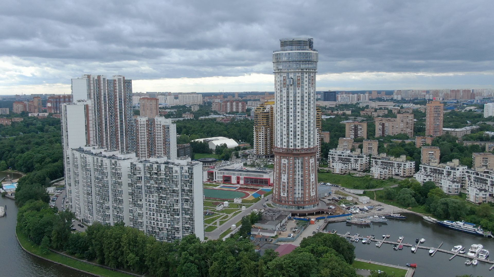 Химки, строительство, яхты,видео с коптера,