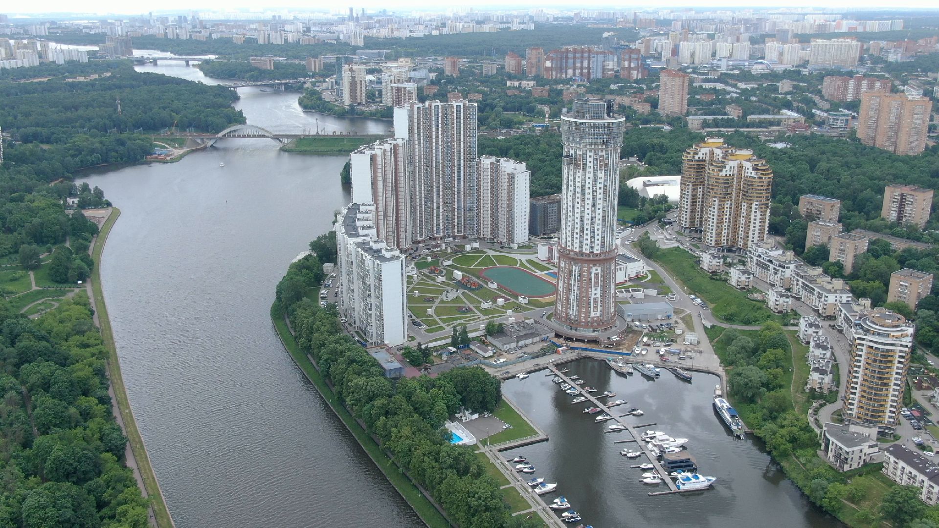 Химки, строительство, яхты,видео с коптера,