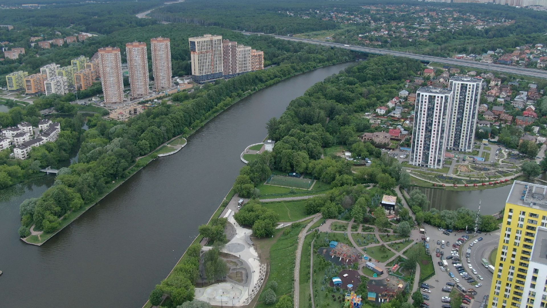 Химки, парк, спорт,видео с коптера,