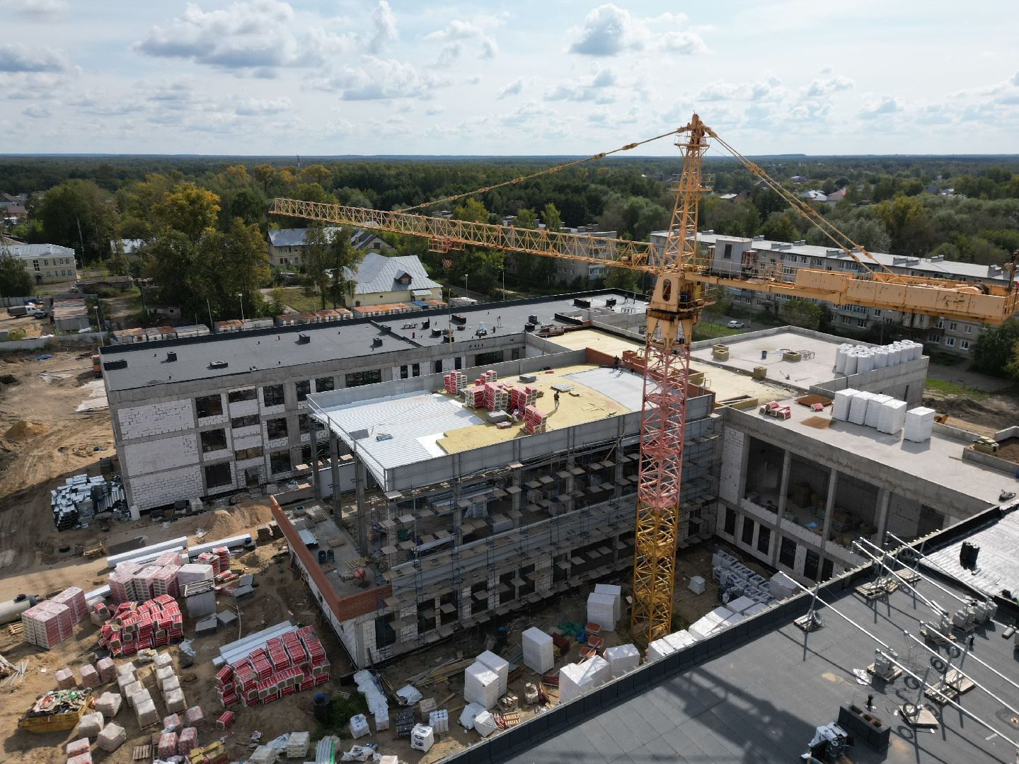 школа, строительство, орехово-зуево,видео с коптера,